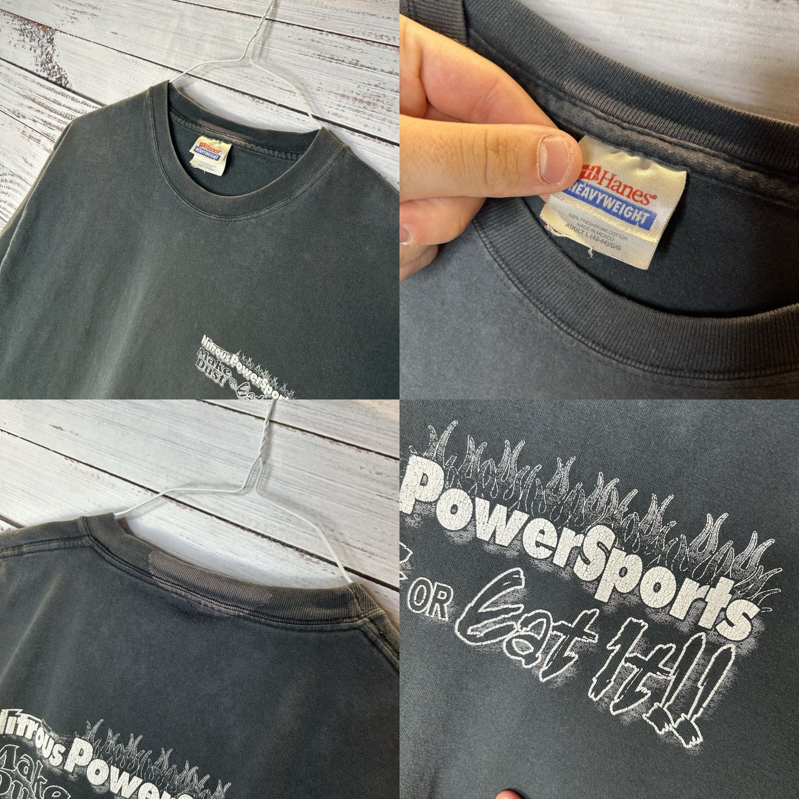 Doublet Vintage 90s Nitrous Power Sports Racing Nitro Double-Sided Graphic T-Shirt Large Black Cotton Short Sleeve Crew Neck Men’s 90s Cars T-Shirt Size US L / EU 52-54 / 3 - 8 Thumbnail