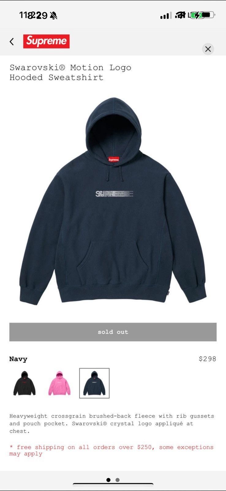 Navy Blue Supreme x Swarovski Hoodie