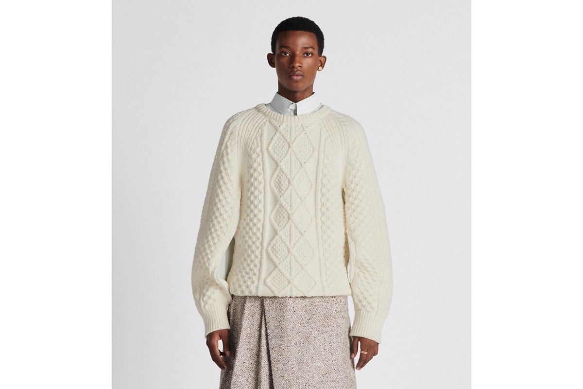 Dior o1bcso1str0225 Round-Neck Sweater in White Size US M / EU 48-50 / 2 - 5 Thumbnail