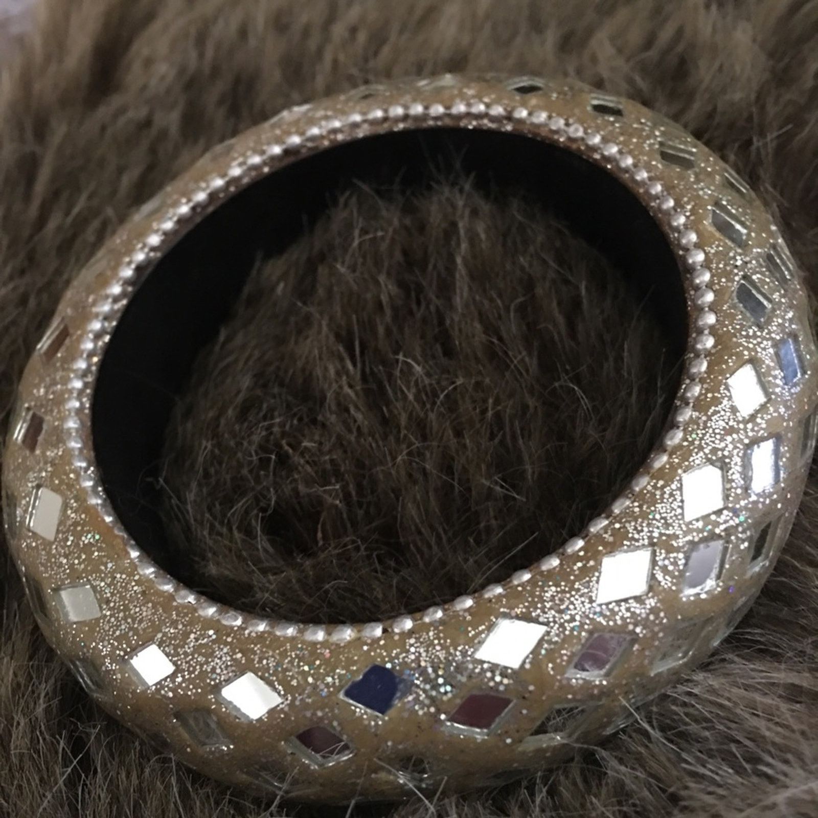 Jewelry Glitter fabric diamond mirror bangle bracelet Size ONE SIZE - 3 Thumbnail