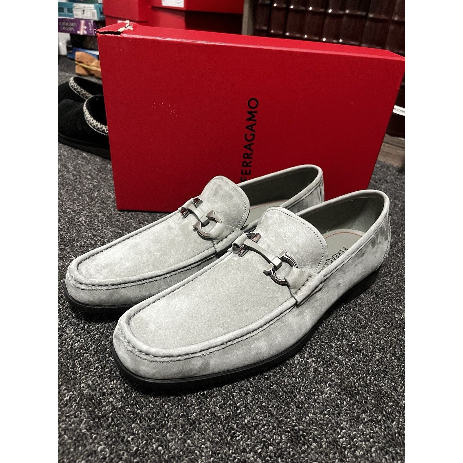 Salvatore Ferragamo Ferragamo Grandioso Ash Grey Suede Loafer Slip Mens Sz 12 E Size US 13 / EU 46 - 2 Thumbnail