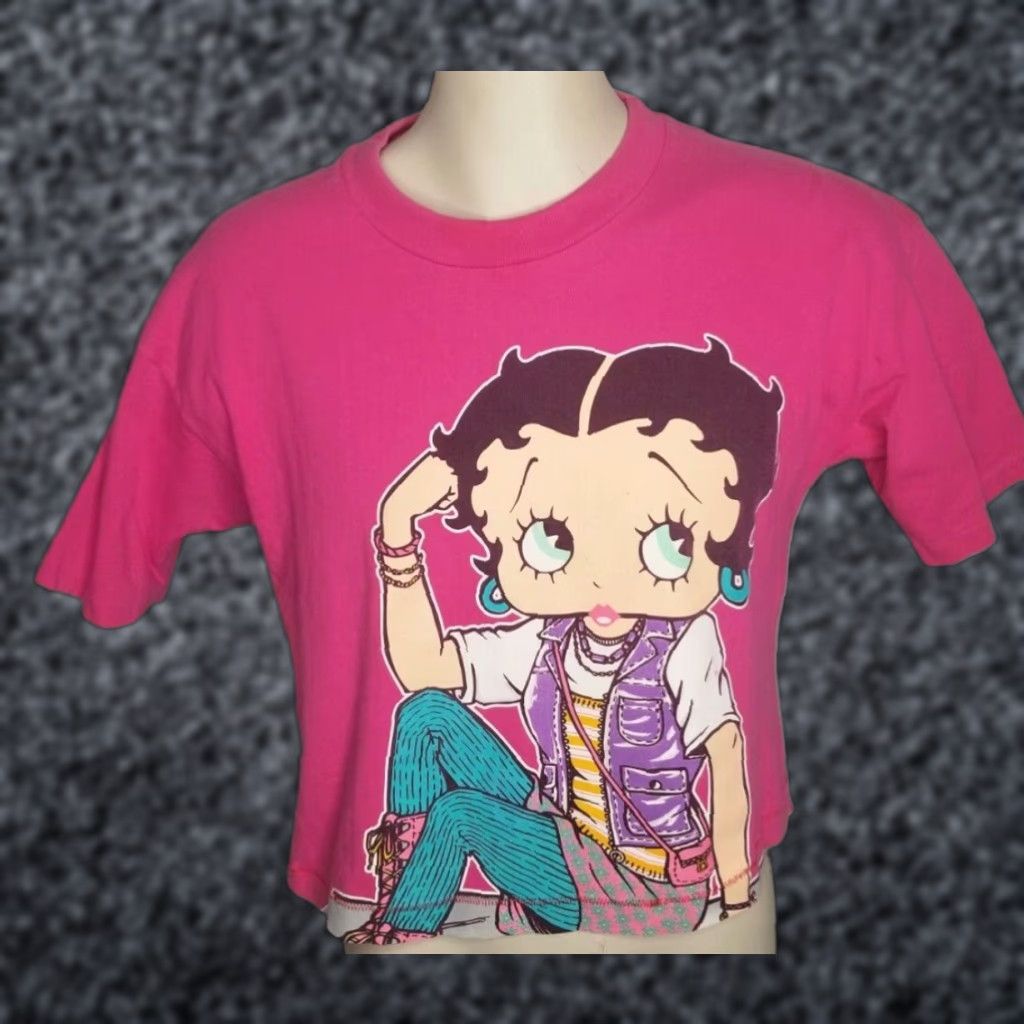 Vintage VINTAGE Betty Boop Graphic T Shirt Crop Top Pink Women's XL Size XL / US 12-14 / IT 48-50 - 1 Thumbnail