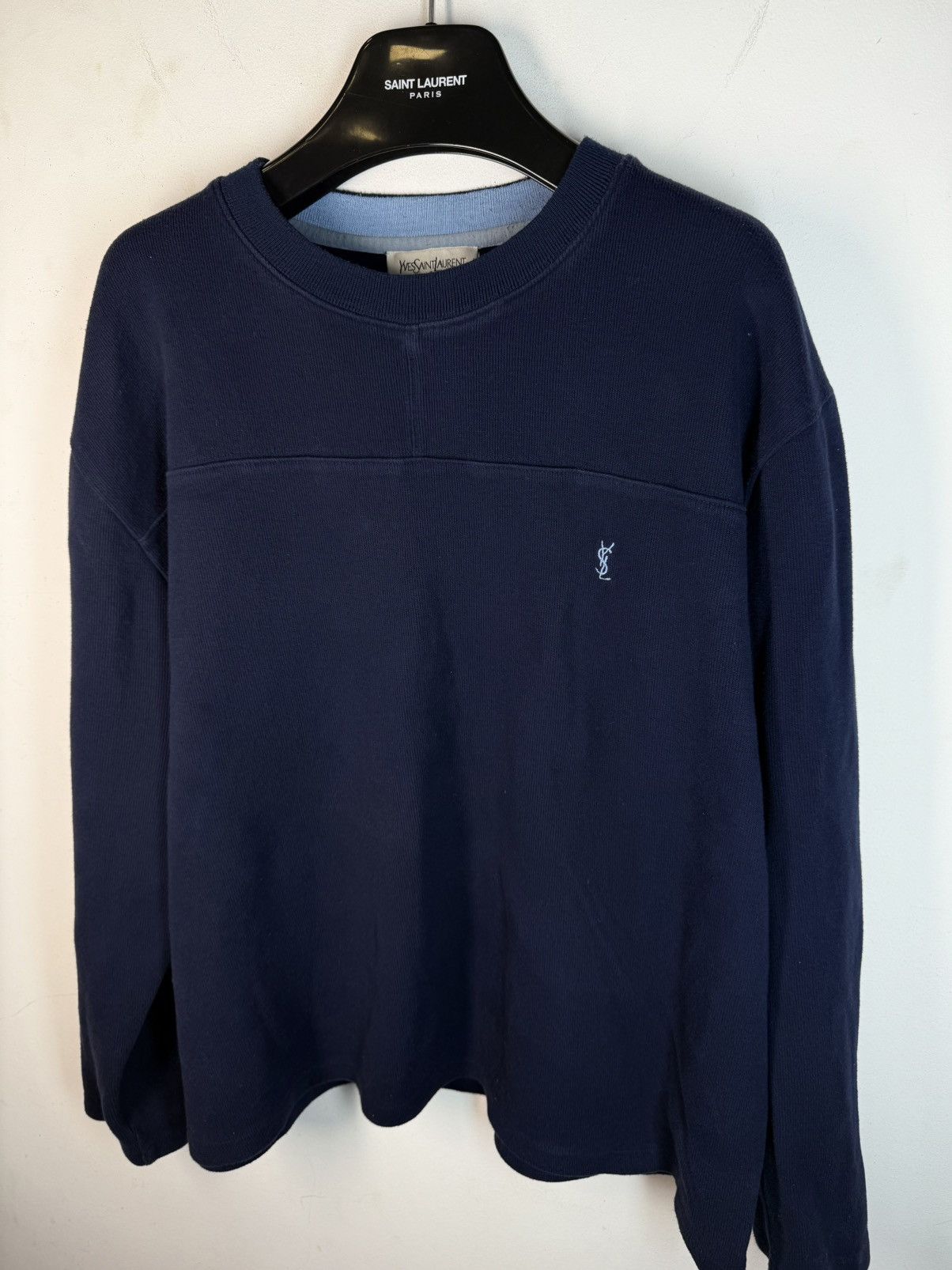 Yves Saint Laurent Navy YSL Sweatshirt Logos Vintage Sweater 90s y2k Crewneck Size US L / EU 52-54 / 3 - 9 Thumbnail