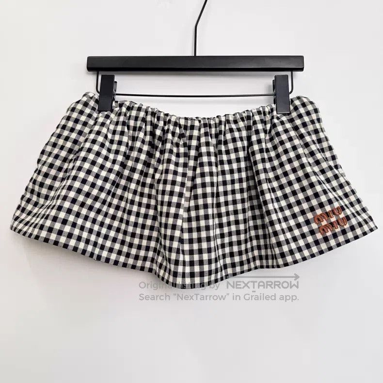 Miu Miu Miu Miu Green Check Mini Skirt i Size 37" - 1 Thumbnail