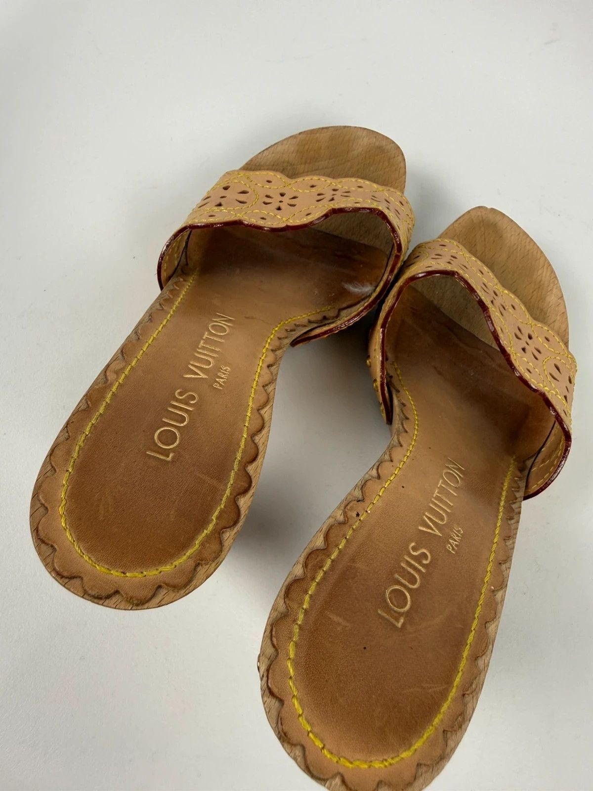 Louis Vuitton Louis Vuitton Leather Wooden Slides Clog Sandals size 37 Size US 7 / IT 37 - 5 Thumbnail