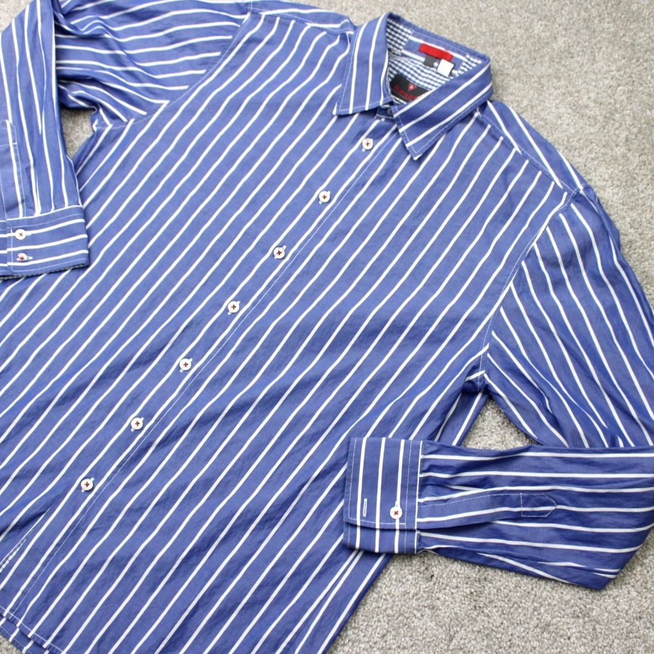 Vintage Haupt Dress Shirt Mens Large 16 1/2 41/42 Blue/White Striped Long Sleeve Button Up Shirt Size US XL / EU 56 / 4 - 3 Thumbnail