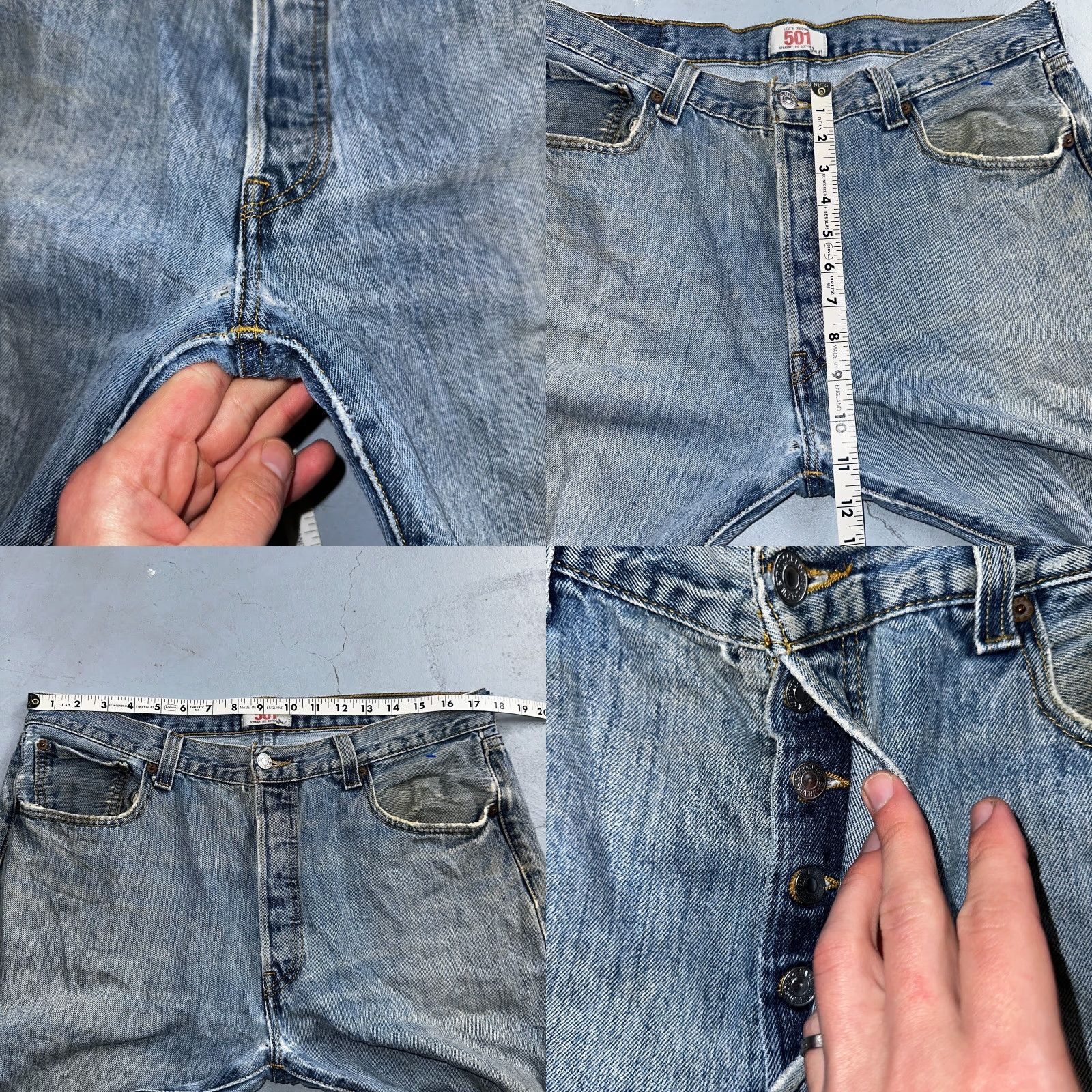 Levi's Levis 501 Jeans Vintage 90s Light Wash Blue Classic Straight Mens Denim 36x34 36x34 Regular 501 Series Shoes? Size US 36 / EU 52 - 8 Thumbnail