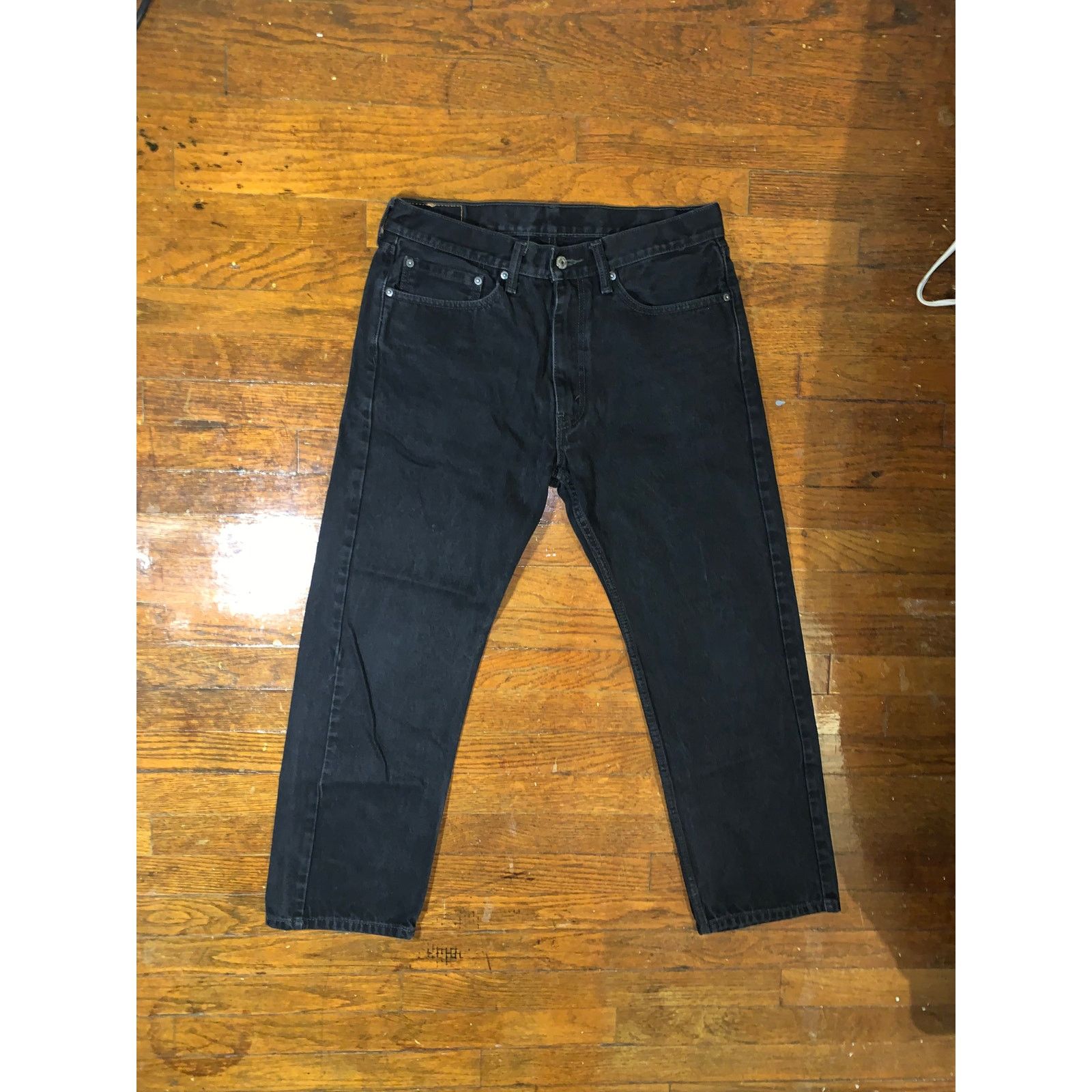 Levi's Levi’s 505 Straight Leg Jeans Mens 36x30 Black Wash Denim Size US 36 / EU 52 - 2 Thumbnail