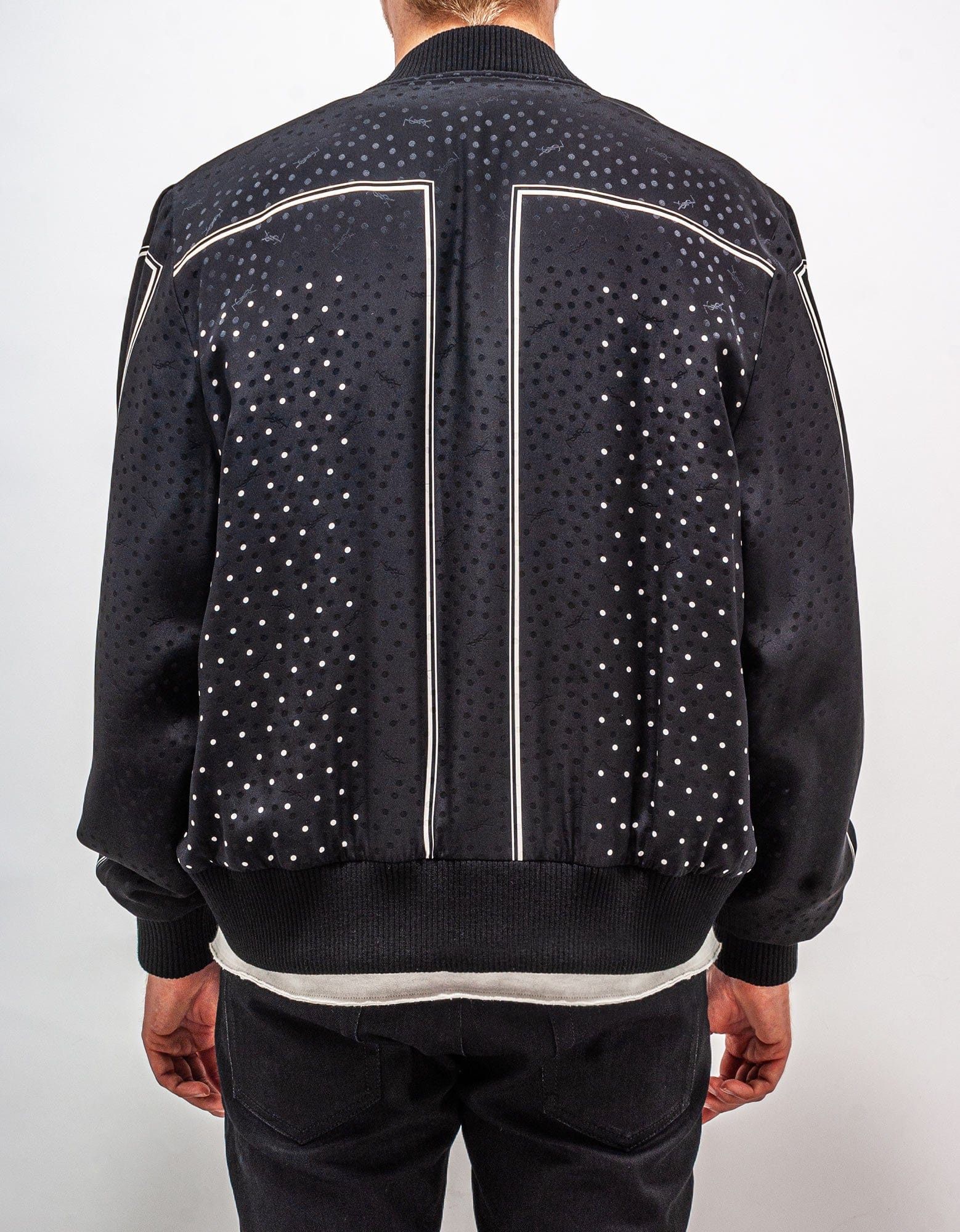 Saint Laurent Paris Saint Laurent Black Dot Print Silk Teddy Jacket SIZE 48 Size US M / EU 48-50 / 2 - 3 Thumbnail