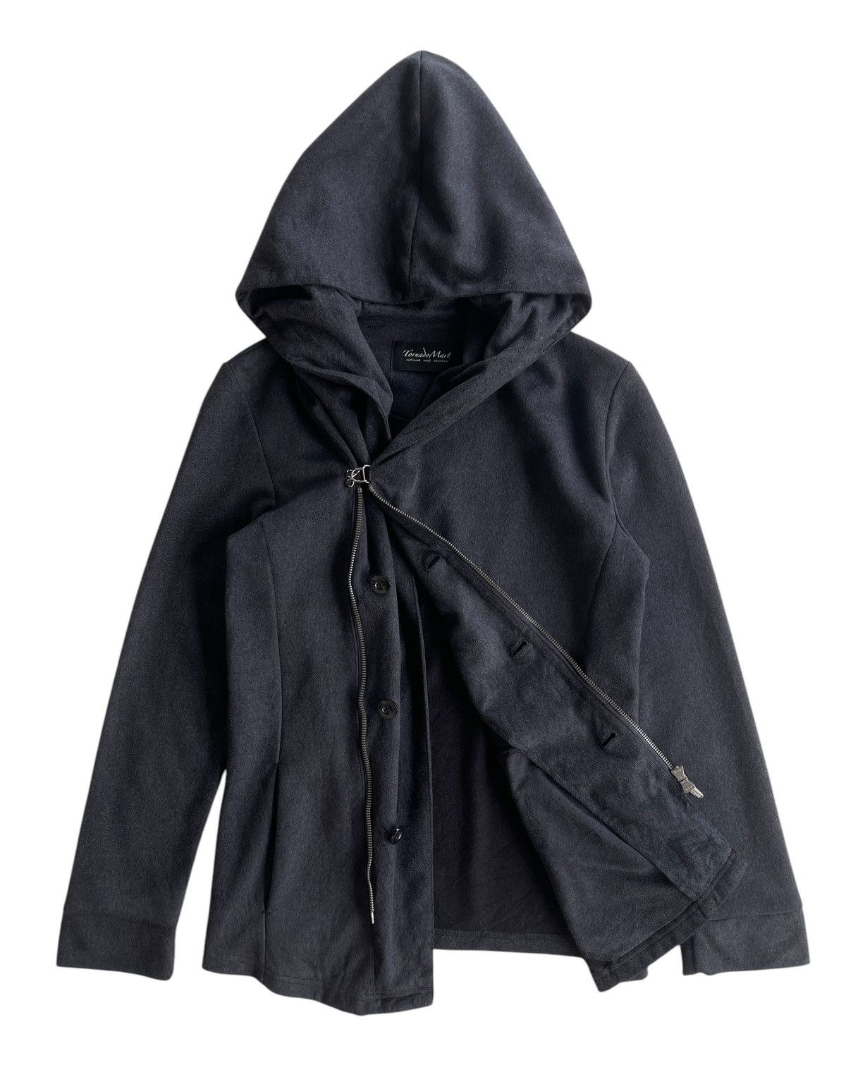 Tornado Mart Asymmetrical Moleskin LGB Style Jacket Hooded Size M / US 6-8 / IT 42-44 - 2 Thumbnail