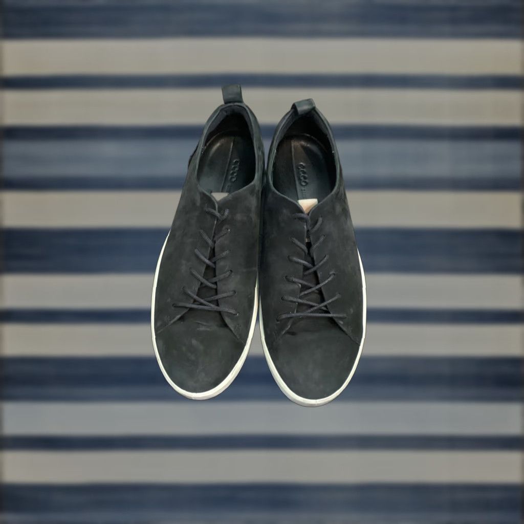 Ecco ECCO Men's Soft Classic Sneakers Casual Shoe Lace Up Black Nubuck Leather Lining Rubber Sole Size 13 EU 47 Men Shoes Size US L / EU 52-54 / 3 - 1 Thumbnail