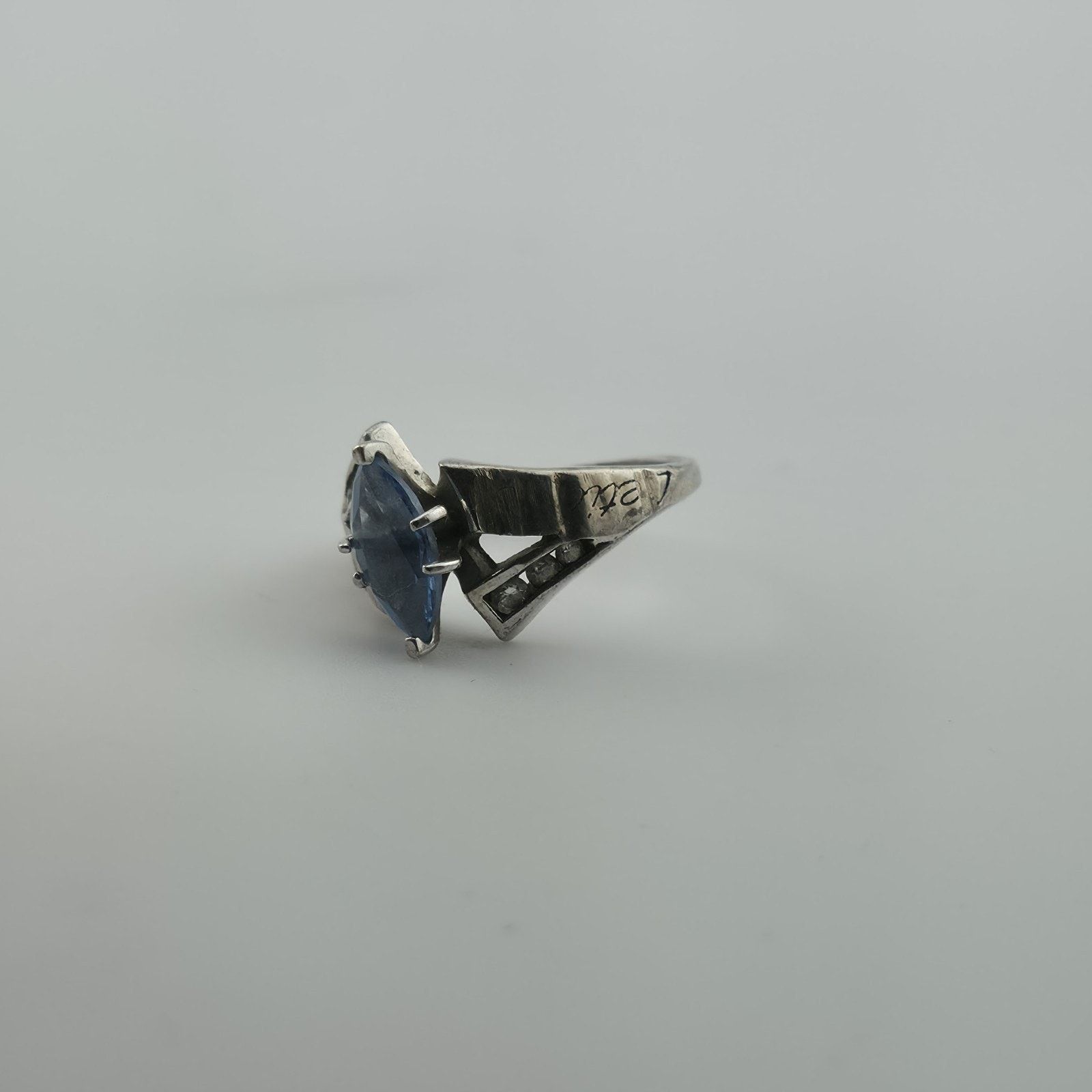 Other Sterling Silver Blue Marquise Stone Ring Art Deco 6.25 Size ONE SIZE - 13 Thumbnail