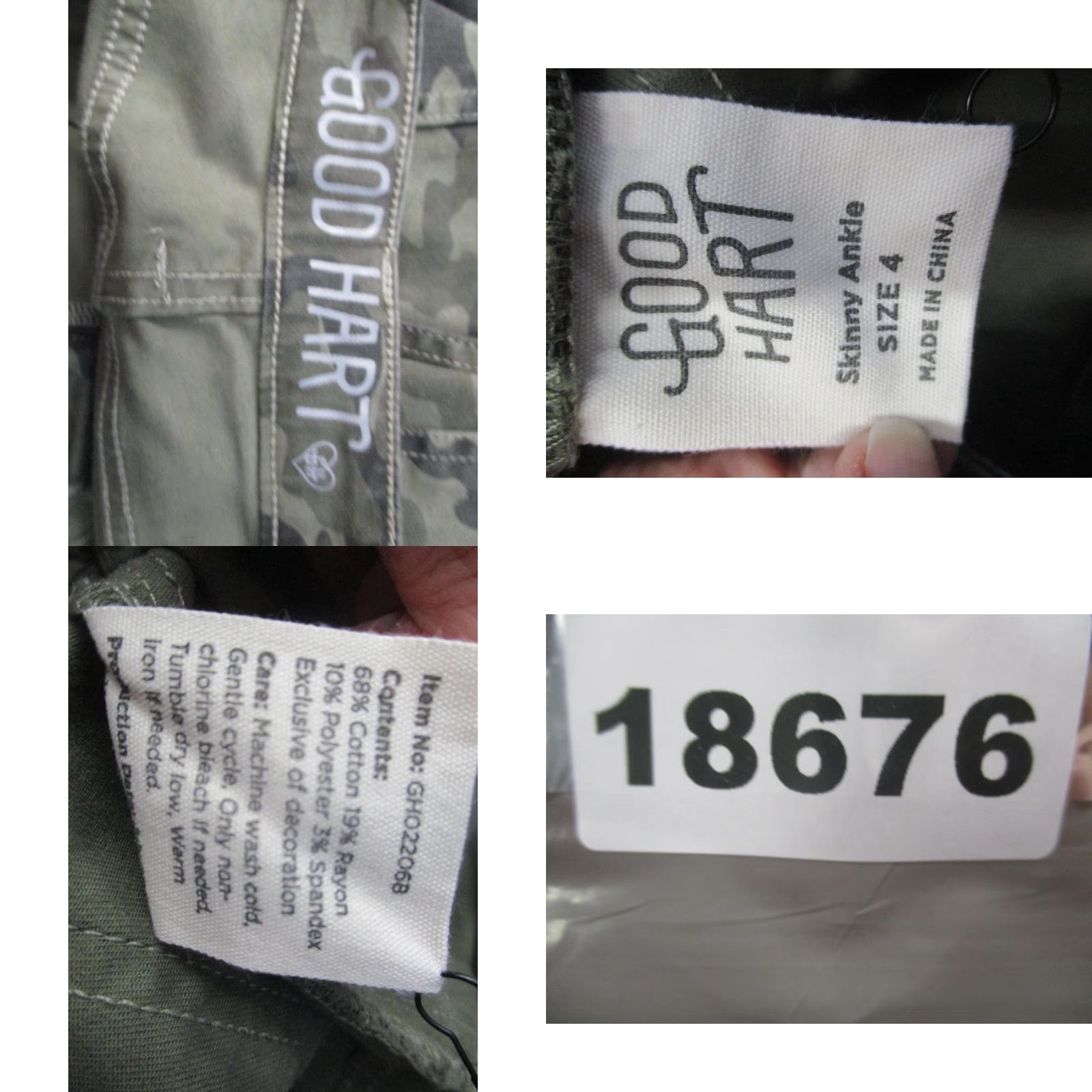 Denime Good Hart Jeans Womens 4 Green Camouflage Mid Rise Stretch Denim Skinny Ankle Pocket Size 27" / US 4 / IT 40 - 8 Thumbnail