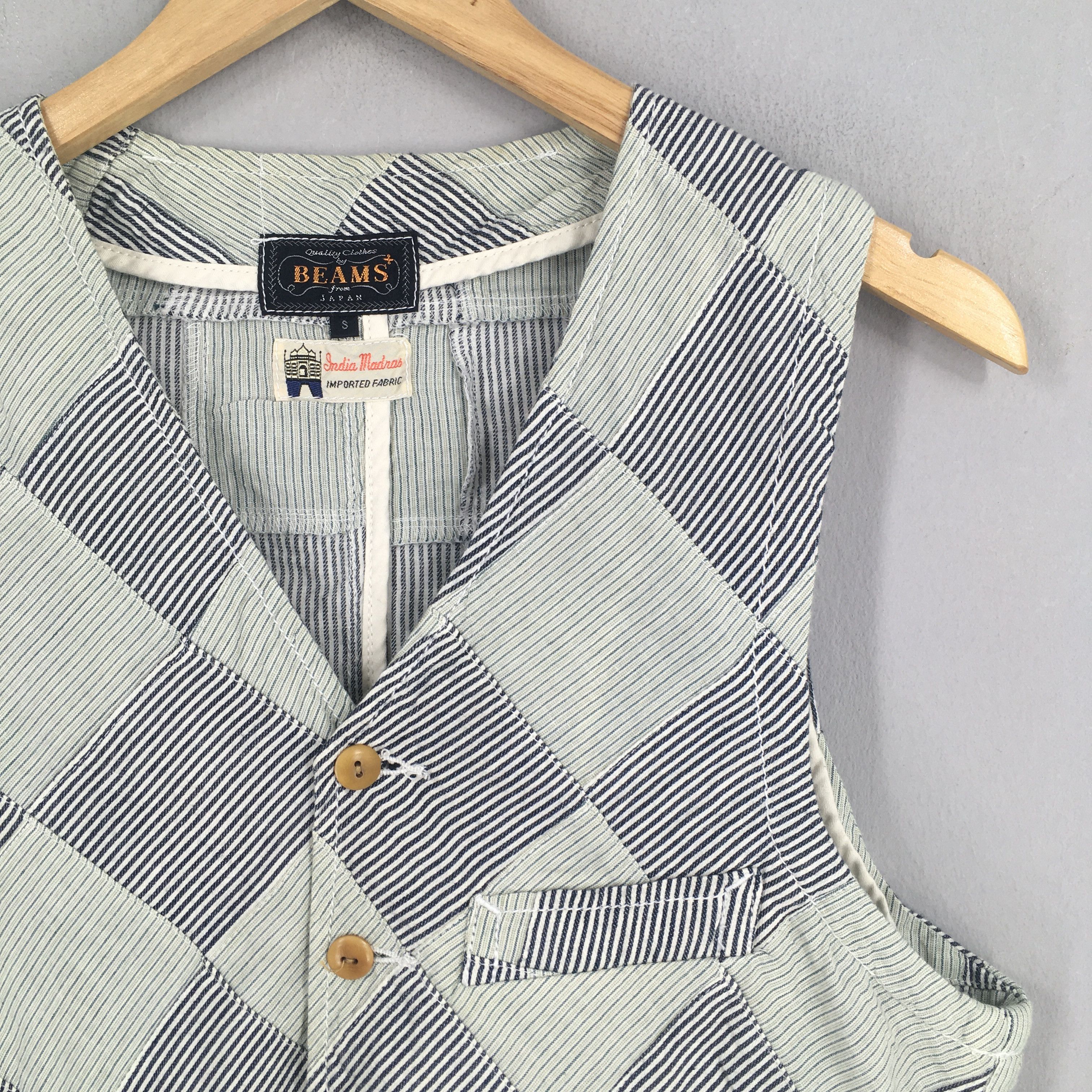 Beams Japan Beams Japan Plaid Patchwork Vest Jacket Small Size US S / EU 44-46 / 1 - 2 Thumbnail