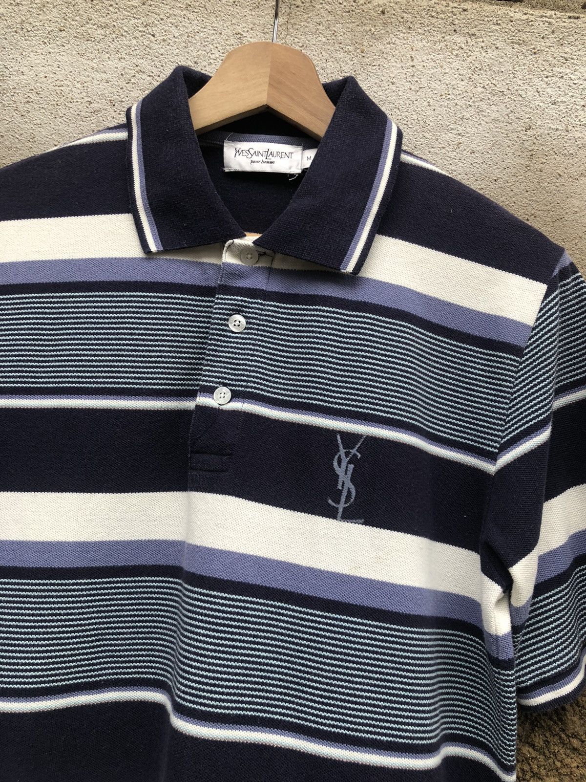 Vintage × Yves Saint Laurent Vintage YSL Yves Saint Laurent Big Logo Polos Size US M / EU 48-50 / 2 - 1 Thumbnail