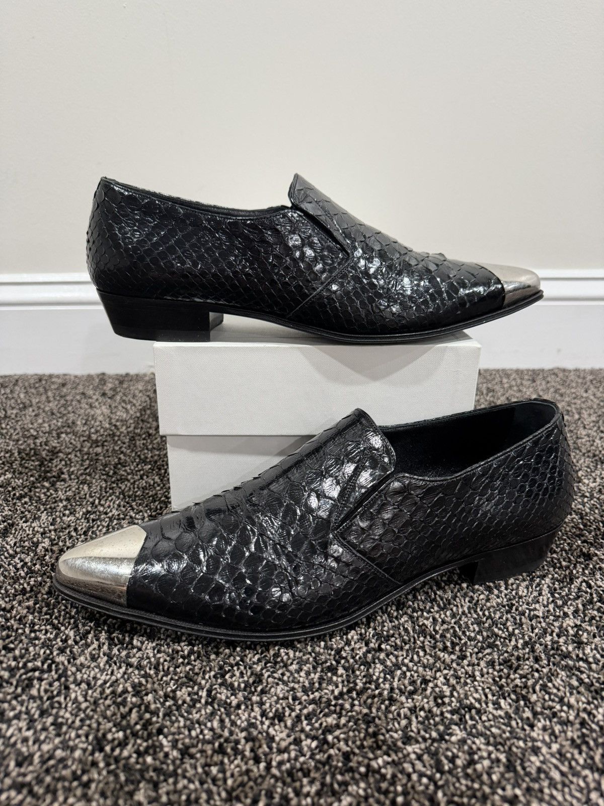 Celine × Hedi Slimane Celine x Hedi SS19 Python Jacno Slipper Shoes 30 Metal Toe Size US 10 / EU 43 - 16 Thumbnail
