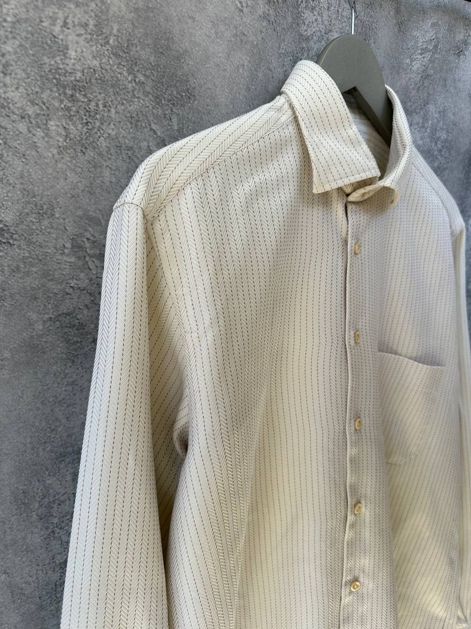 Pal Zileri × Vintage Pal Zileri Sartoriale Vintage Striped Button Up Shirt Beige Size US L / EU 52-54 / 3 - 4 Thumbnail