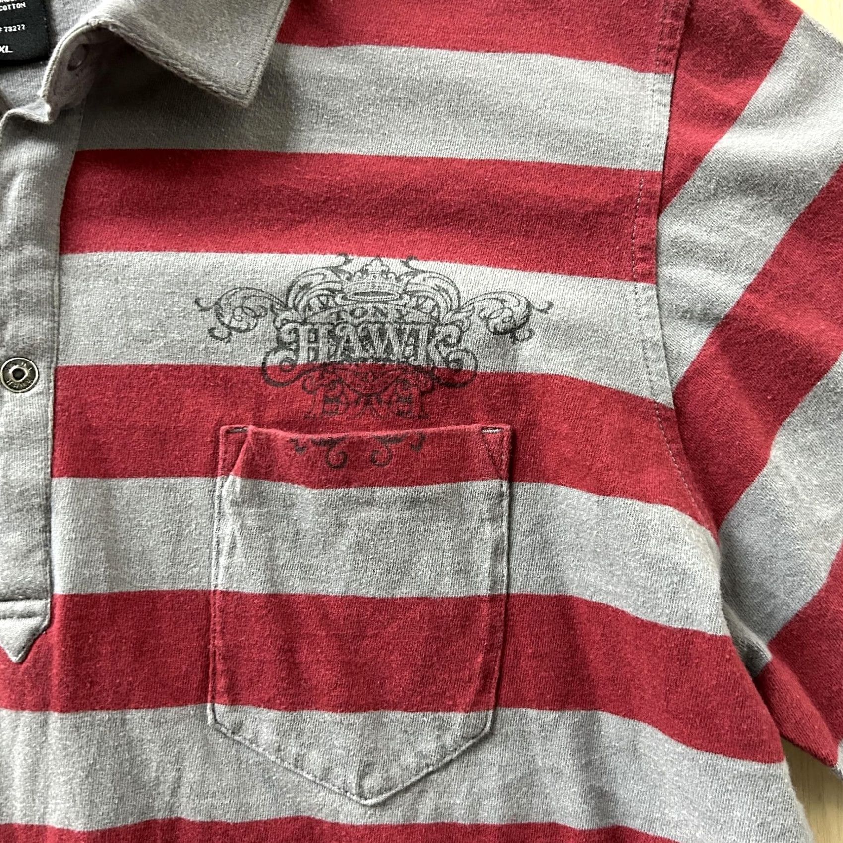 Vintage Tony Hawk Polo Shirt Mens XL Gray Red Stripe 100% Cotton Skateboard Casual Shirt Size US XL / EU 56 / 4 - 2 Thumbnail