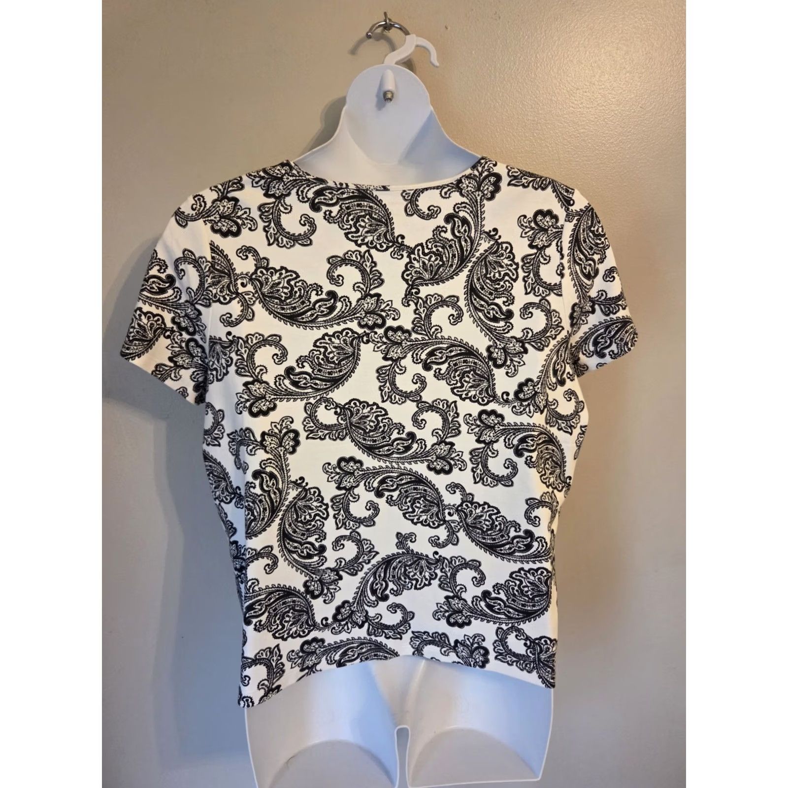 Croft & Barrow Croft & Barrow Shirt Paisley Print Casual Top White Black 1X Plus Womens Size XL / US 12-14 / IT 48-50 - 5 Thumbnail