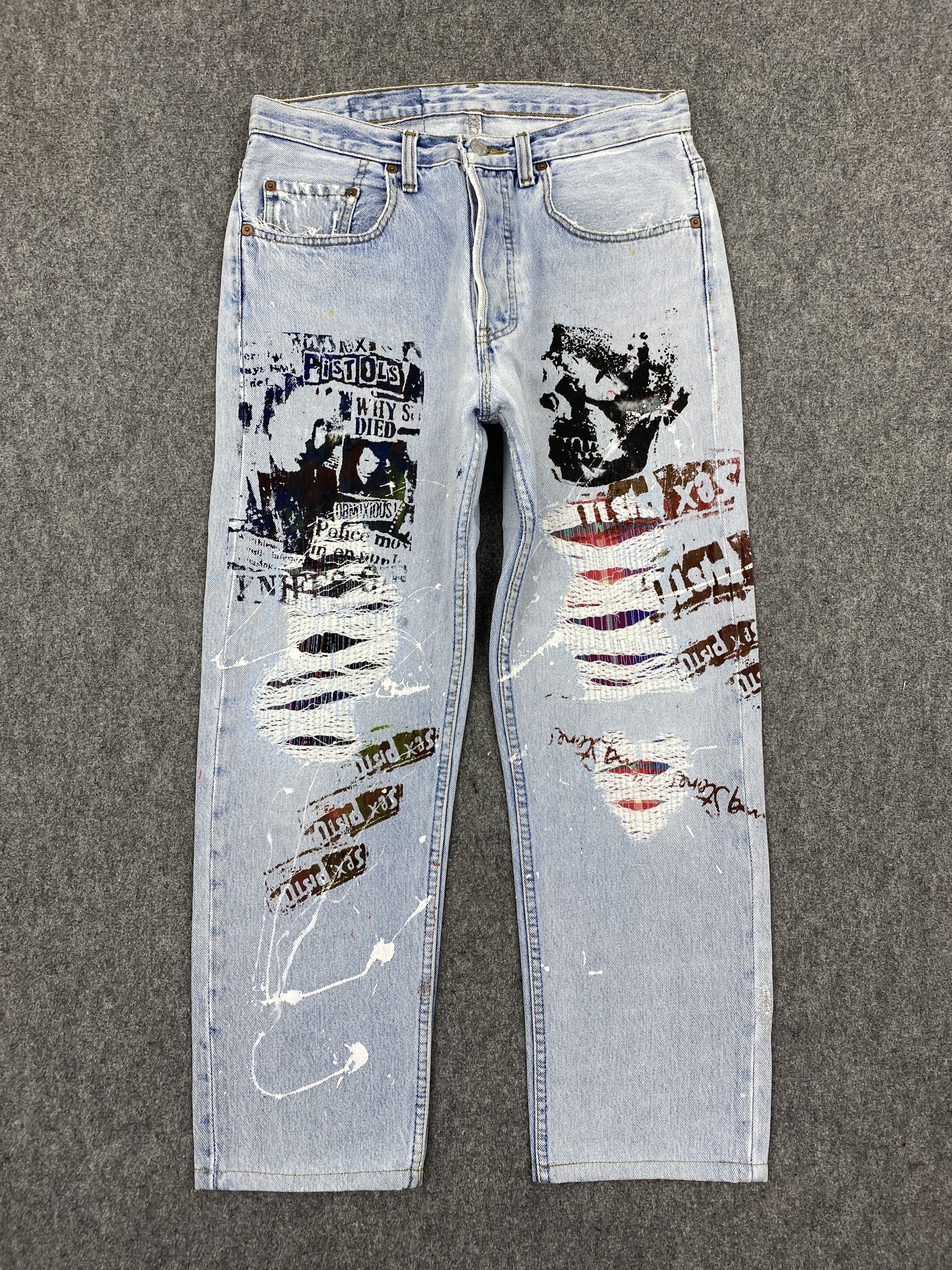 Levi s Very Rare Vintage Vintage 80s Levis 501 Sex Pistols Custom Made Jeans Grailed