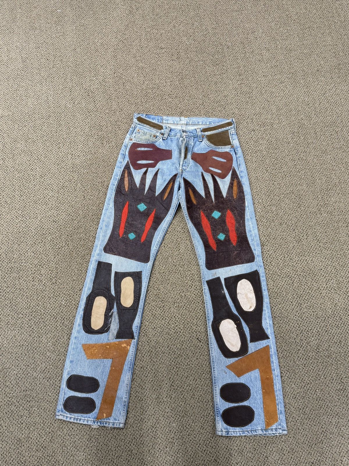 Levi's Vintage Clothing Vintage Levi's Japan 501 Handmade Leather Patch Denim Size US 34 / EU 50 - 2 Thumbnail