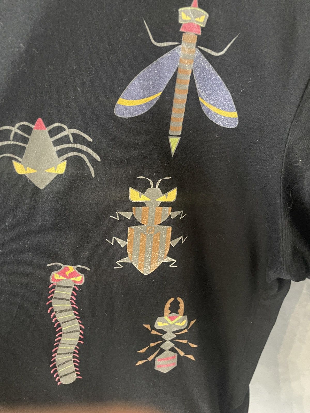 Fendi Fendi Men’s Black Cotton T-Shirt “Bugs” Print – Rare 2018 M Size US M / EU 48-50 / 2 - 6 Thumbnail