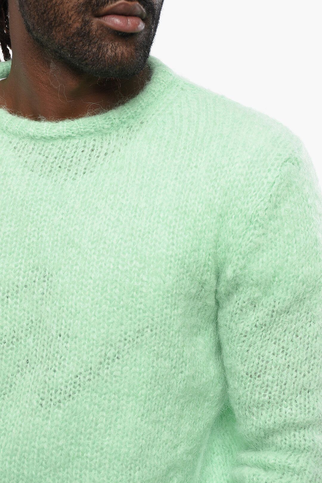 Rick Owens og1mm1025 Mohair Blend Crewneck Sweater in Green Size US M / EU 48-50 / 2 - 2 Thumbnail