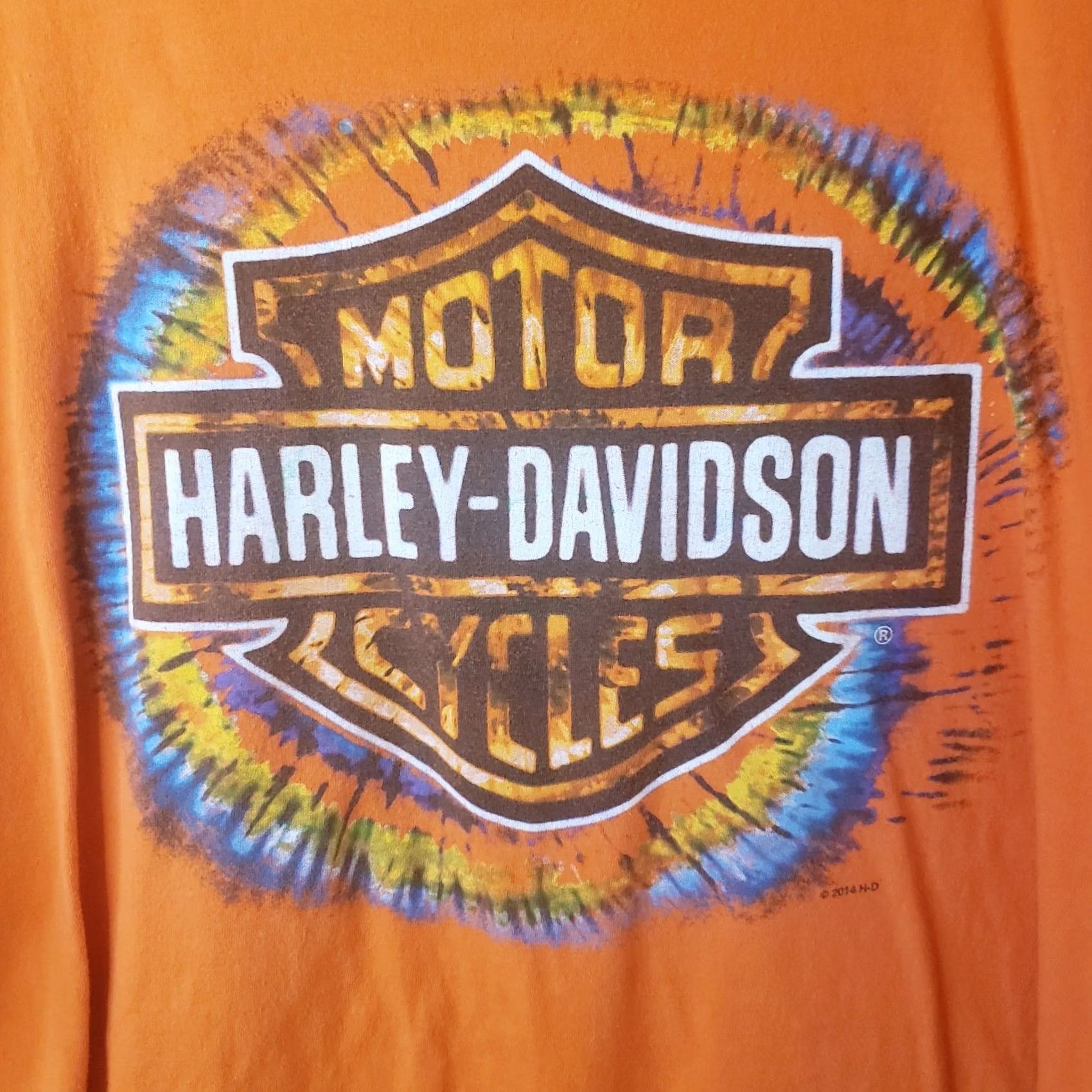 Harley Davidson Harley-Davidson Orange Tie Dye Starburst T-Shirt XL Adult Orange Motorcycle Mens Size US XL / EU 56 / 4 - 3 Thumbnail