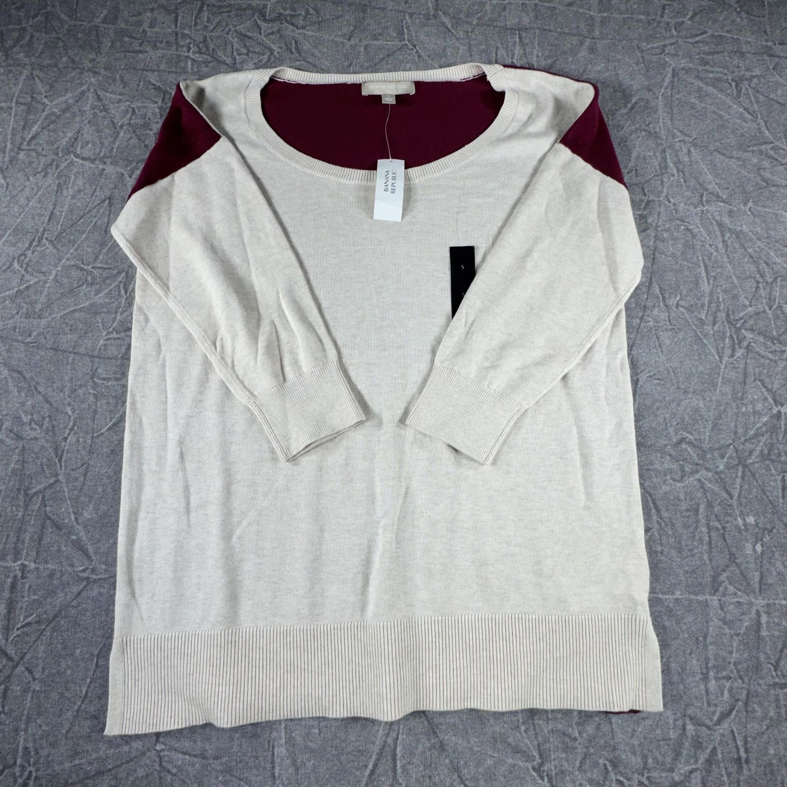 Banana Republic Banana Republic Sweater Women's S Beige Burgundy Cotton NEW Size S / US 4 / IT 40 - 1 Thumbnail