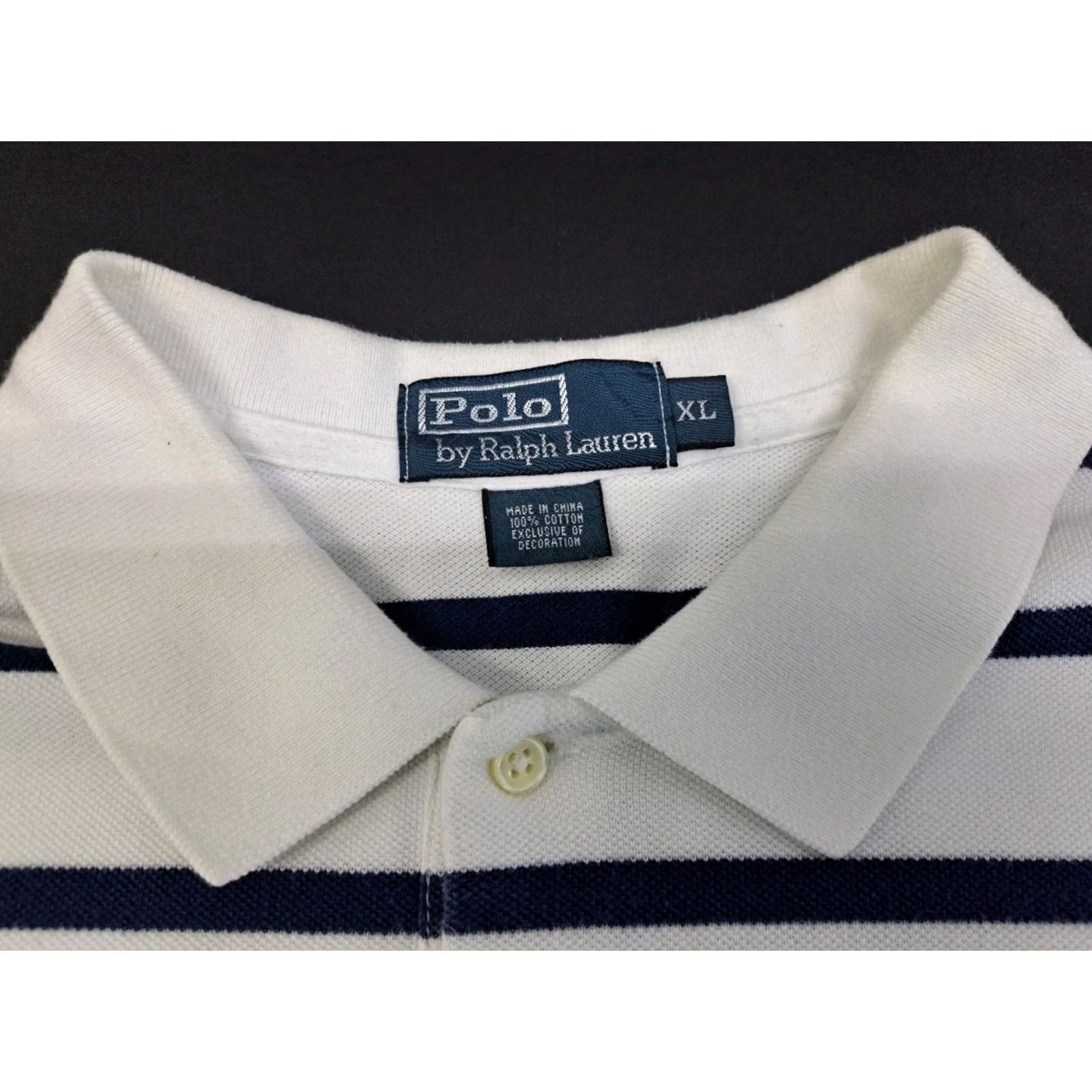 Ralph Lauren Polo Ralph Lauren Polo Shirt XL White Blue Striped Mens Short Sleeve C #7399 Size US XL / EU 56 / 4 - 4 Thumbnail