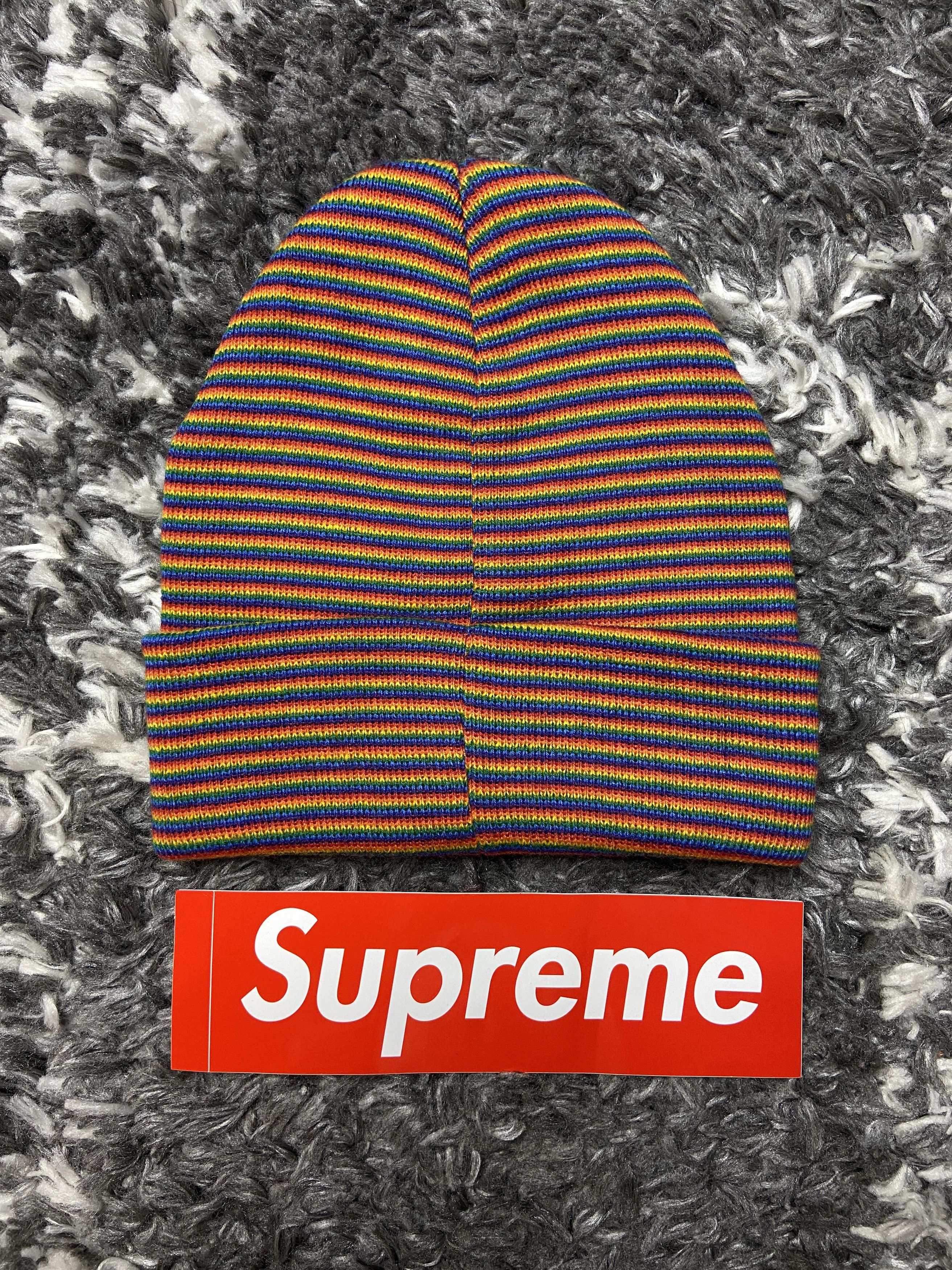 Supreme Supreme Rainbow Stripe Arc Logo Beanie DS Size ONE SIZE - 4 Thumbnail