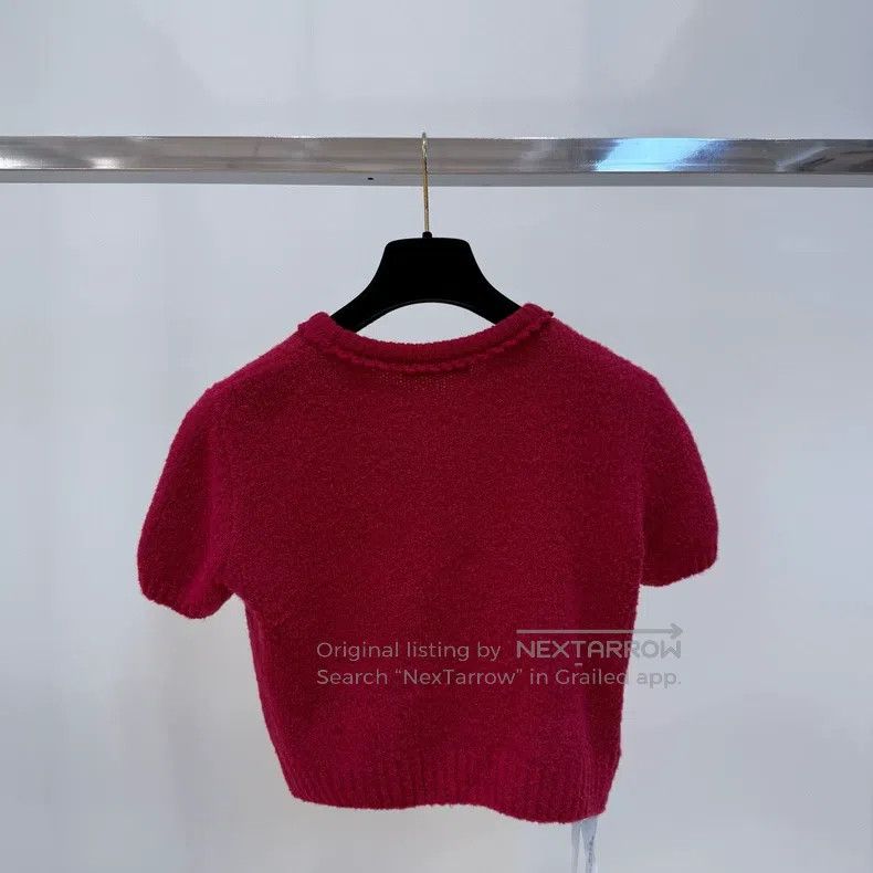 Miu Miu Miu Miu 40 Red short-sleeved knitted wool top Size M / US 6-8 / IT 42-44 - 4 Thumbnail