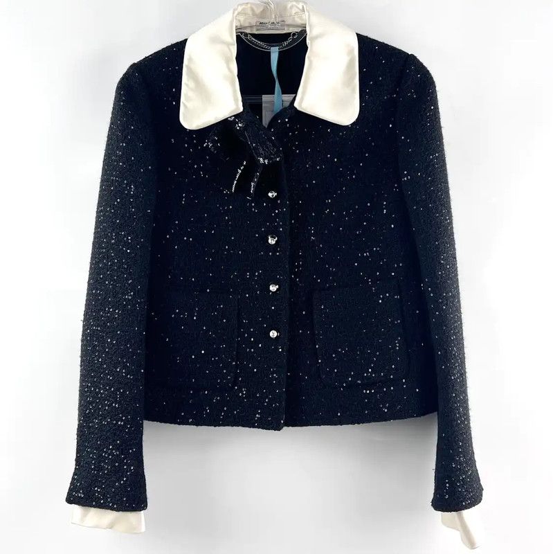 Chanel Chanel Black Cotton Women's Cardigan 0089 Size ONE SIZE - 1 Thumbnail