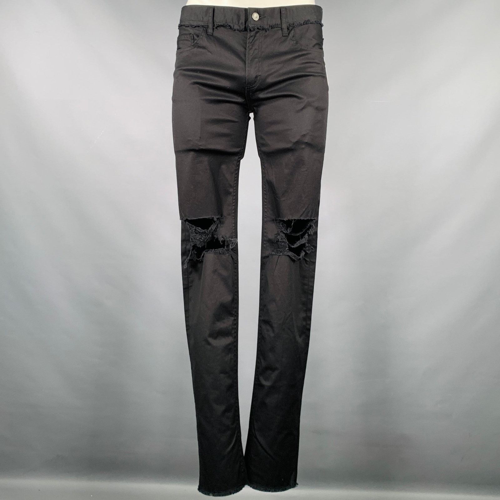 Christian Dada CHRISTIAN DADA Size 36 Black Distressed Cotton Zip Jeans Size US 36 / EU 52 - 1 Thumbnail