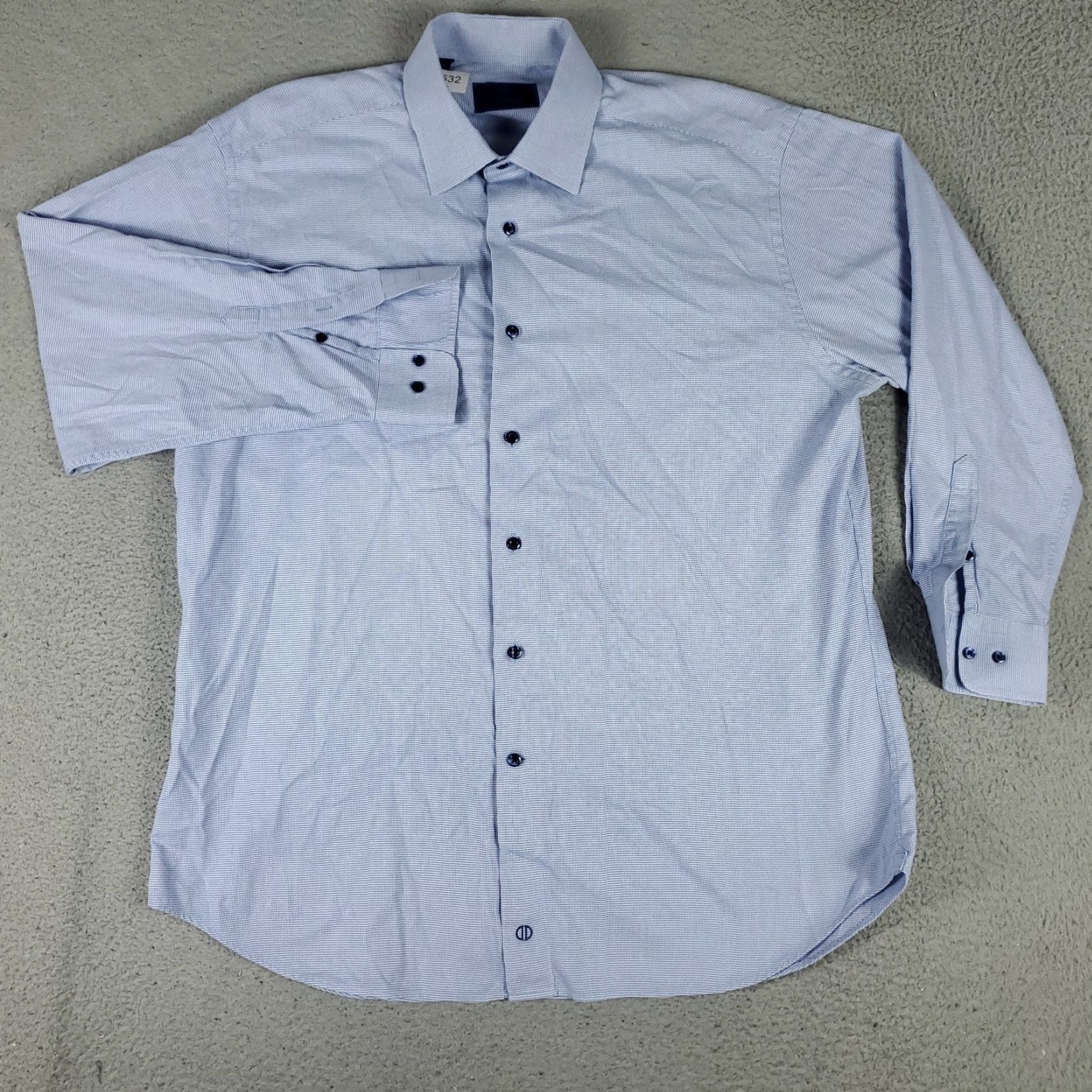David Donahue David Donahue Dress Shirt Mens Size 17 Blue Button-Up Long Sleeve Non-Iron Cotton Size 46R - 2 Thumbnail