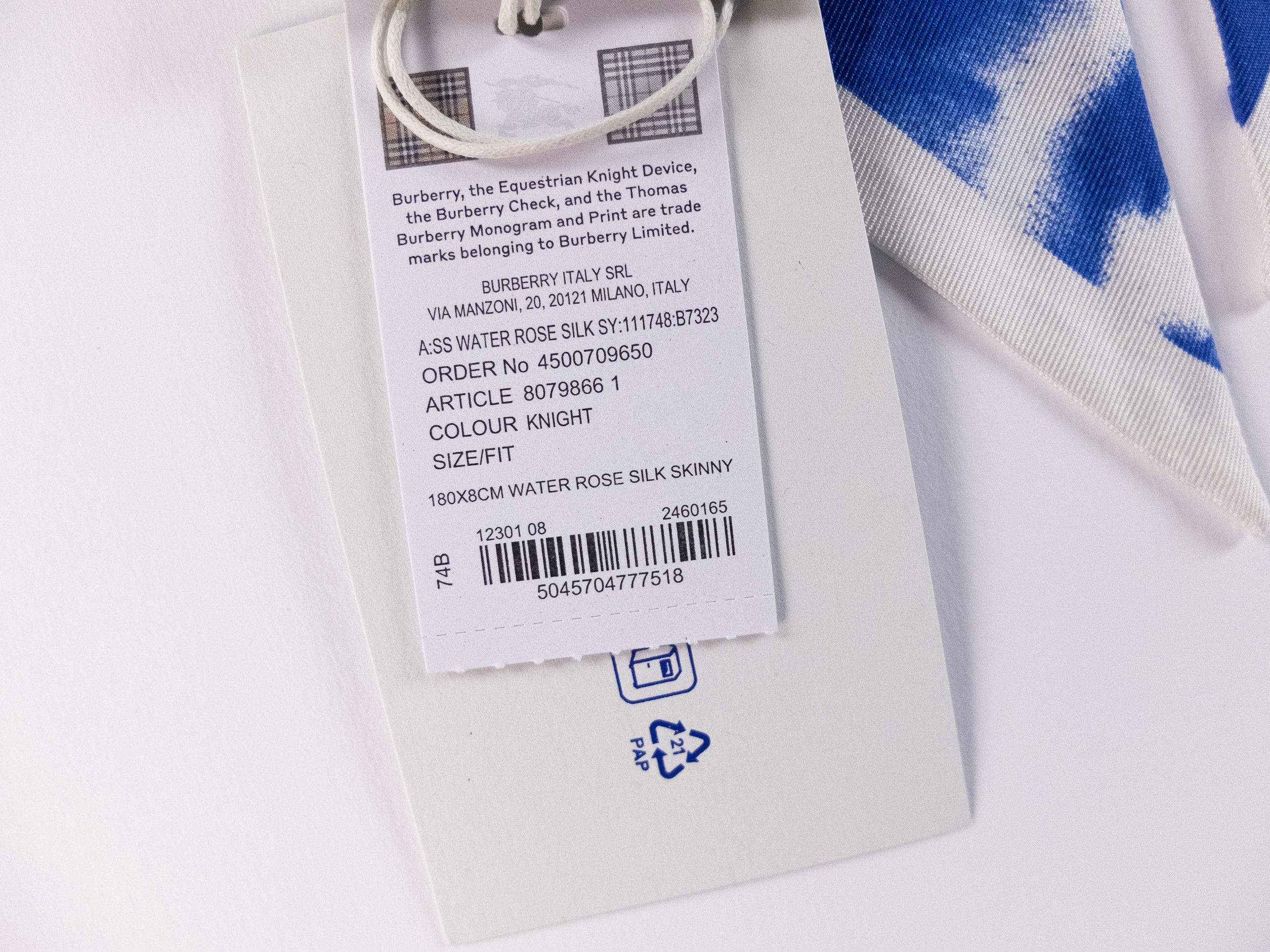 Burberry BURBERRY blue white rose logo print reversible silk scarf Size ONE SIZE - 2 Thumbnail