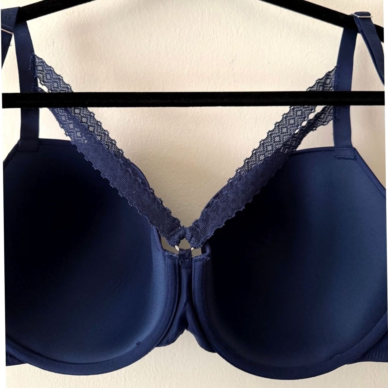 Vintage Adore Me Bra Navy Lace Strappy Underwire Regular Padding T-Shirt Bra 40DD Womens NWT Size ONE SIZE - 8 Thumbnail