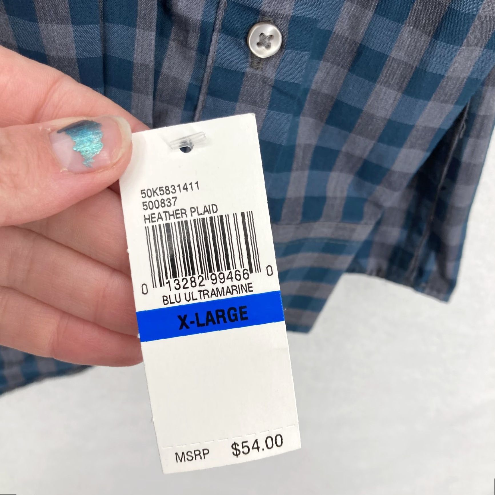 Van Heusen Van Heusen Shirt Mens XL 17-17.5 Blue Ultramarine Heather Plaid Button-Down NWT Size US XL / EU 56 / 4 - 5 Thumbnail