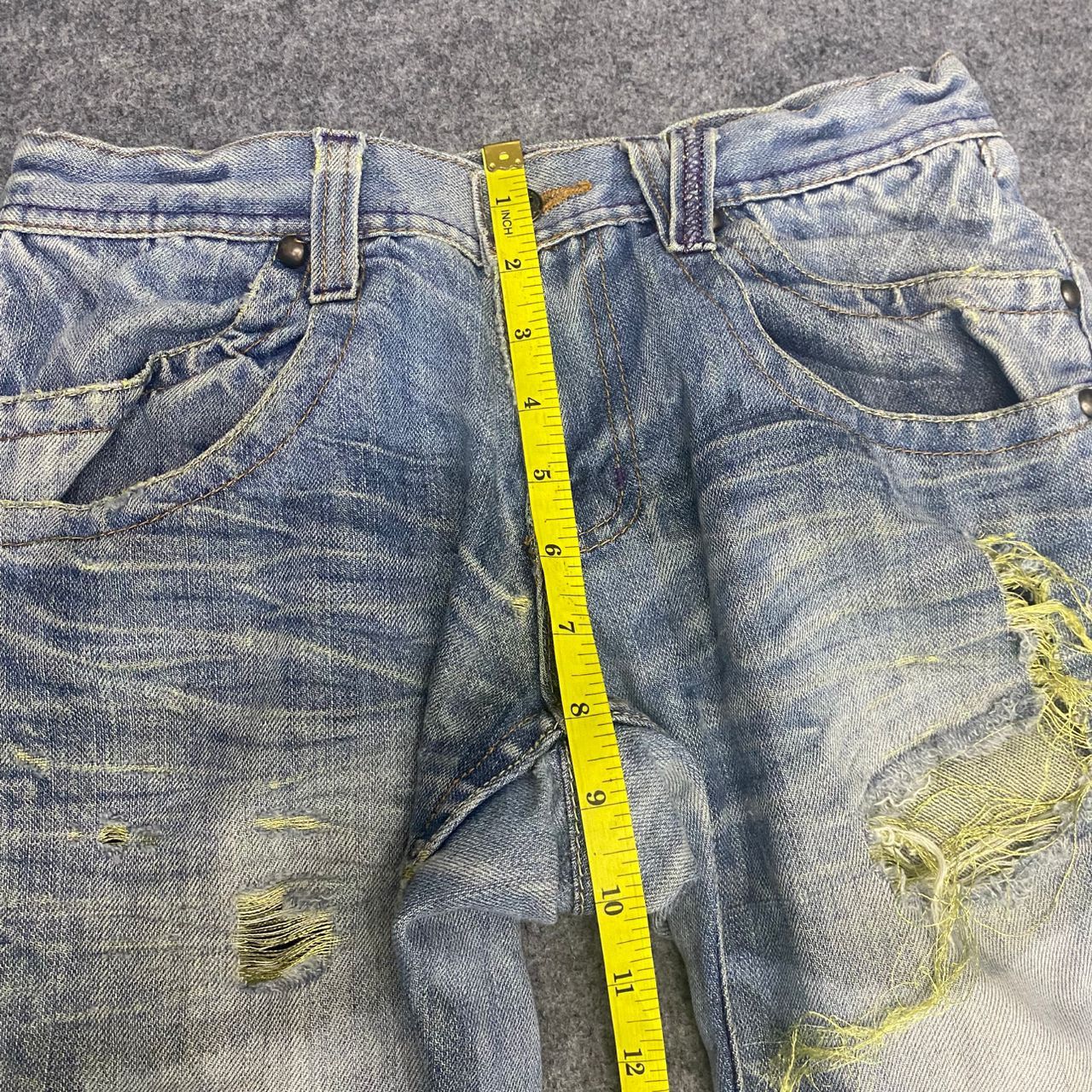 If Six Was Nine 💥Flare💥Vintage Foot Three Style Distressed Denim Size US 30 / EU 46 - 5 Thumbnail