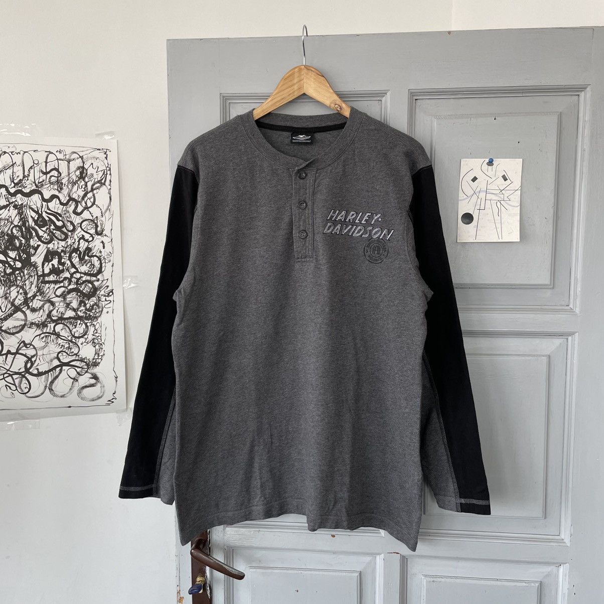 Harley Davidson × Vintage Vintage 00’s Harley Davidson Grey Long Sleeve Size US L / EU 52-54 / 3 - 1 Thumbnail