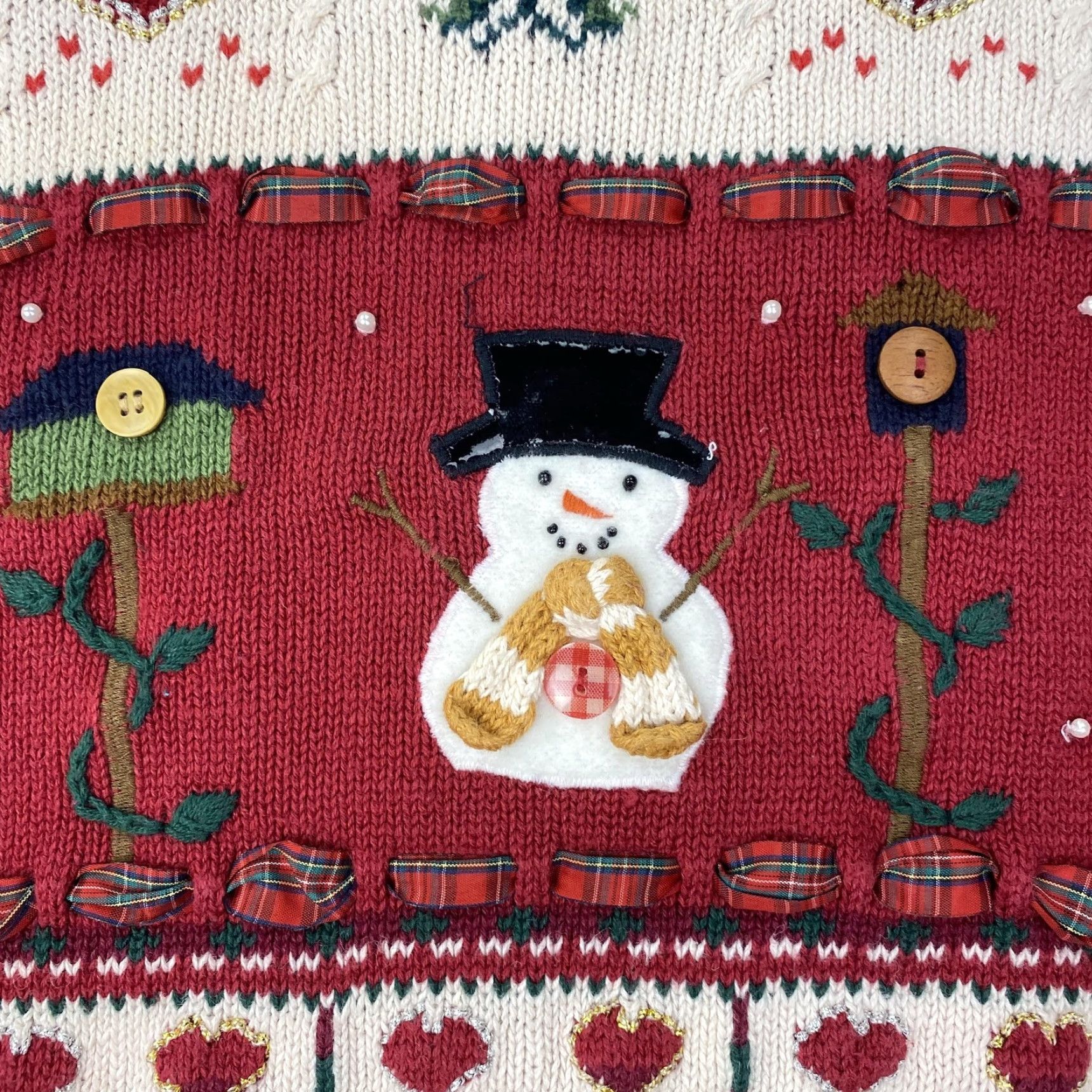 Vintage VINTAGE Karen Scott Sweater Womens Large Red Hand Embroidered Holiday Bears Snowmen Hearts Fair Isle Pullover Christmas Womens Size L / US 10 / IT 46 - 6 Thumbnail