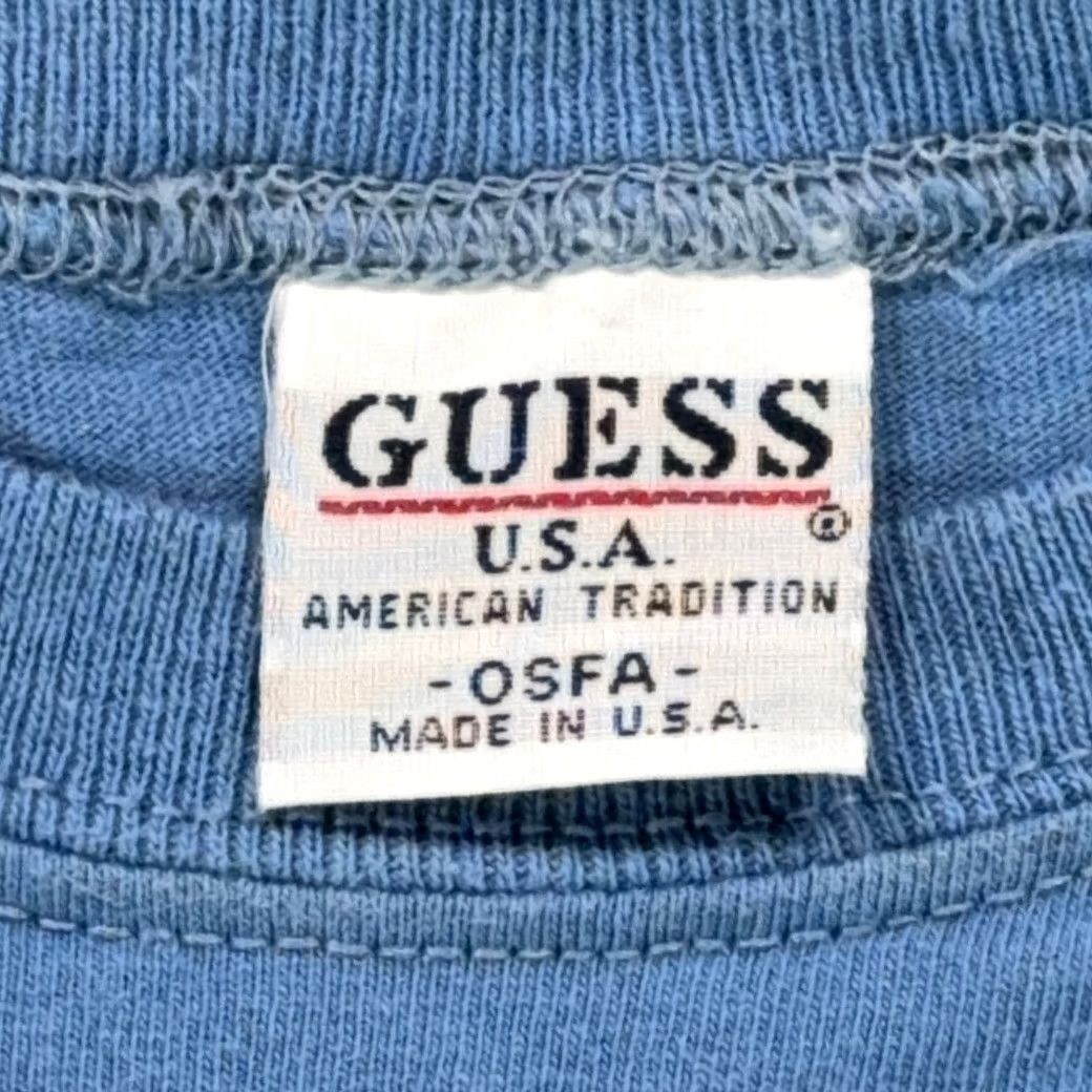 Guess VINTAGE Guess Shirt Adult LARGE Blue Cotton Nautical Navy Flags Logo USA 90s Size US L / EU 52-54 / 3 - 3 Thumbnail