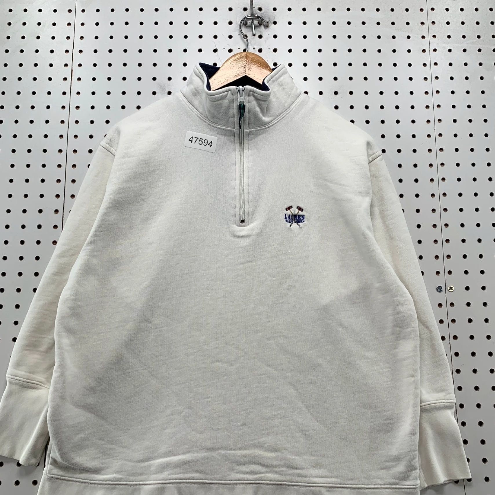 Ralph Lauren Ralph Lauren Sweater Shirt Womens Small White 1/4 Zip Mock Neck Fleece Pullover Long Sleeve Cotton Size S / US 4 / IT 40 - 4 Thumbnail