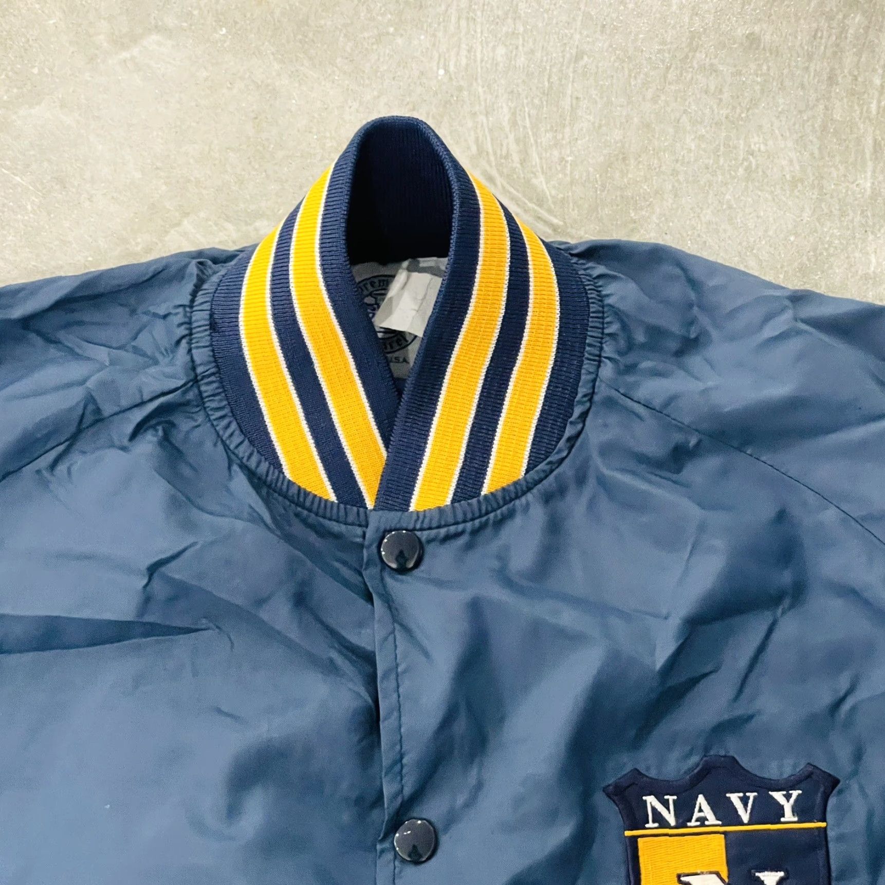 Vintage VINTAGE Premium Legends Nylon Navy Striped Wind Breaker Jacket Small Mens Size S Blues Crest 1980s Decade Blazer Size 36R - 2 Thumbnail