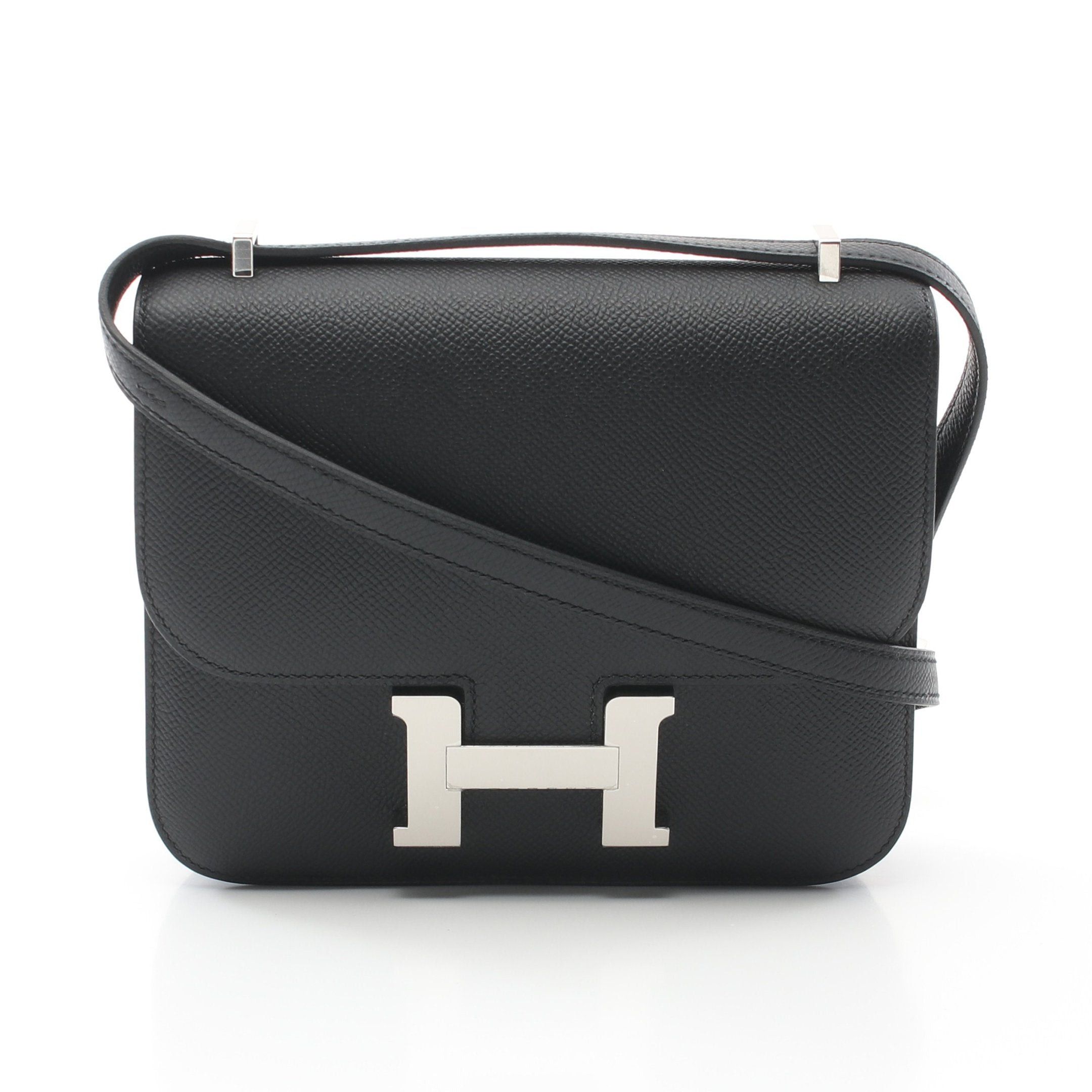 Hermes Constance 3 Mini Shoulder Bag Veau Epsom Black Silver Hardware Double Engraved, Women's