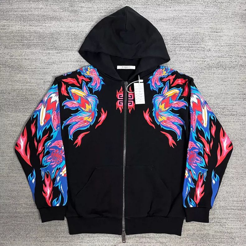 Givenchy Givenchy Black Print Hooded Zip-Up Jacket Size US S / EU 44-46 / 1 - 1 Thumbnail