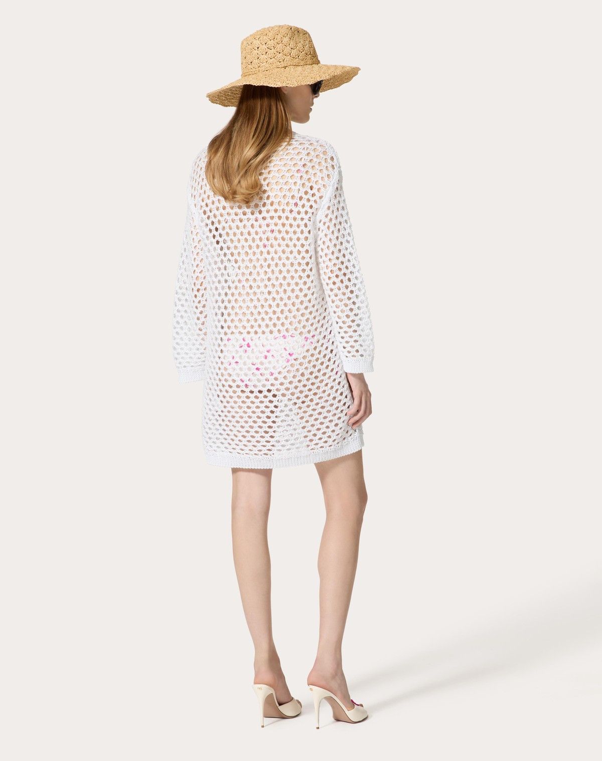 Valentino o1s1wg110525 Viscose Lurex And Sequin Jumper in White Size M / US 6-8 / IT 42-44 - 4 Thumbnail