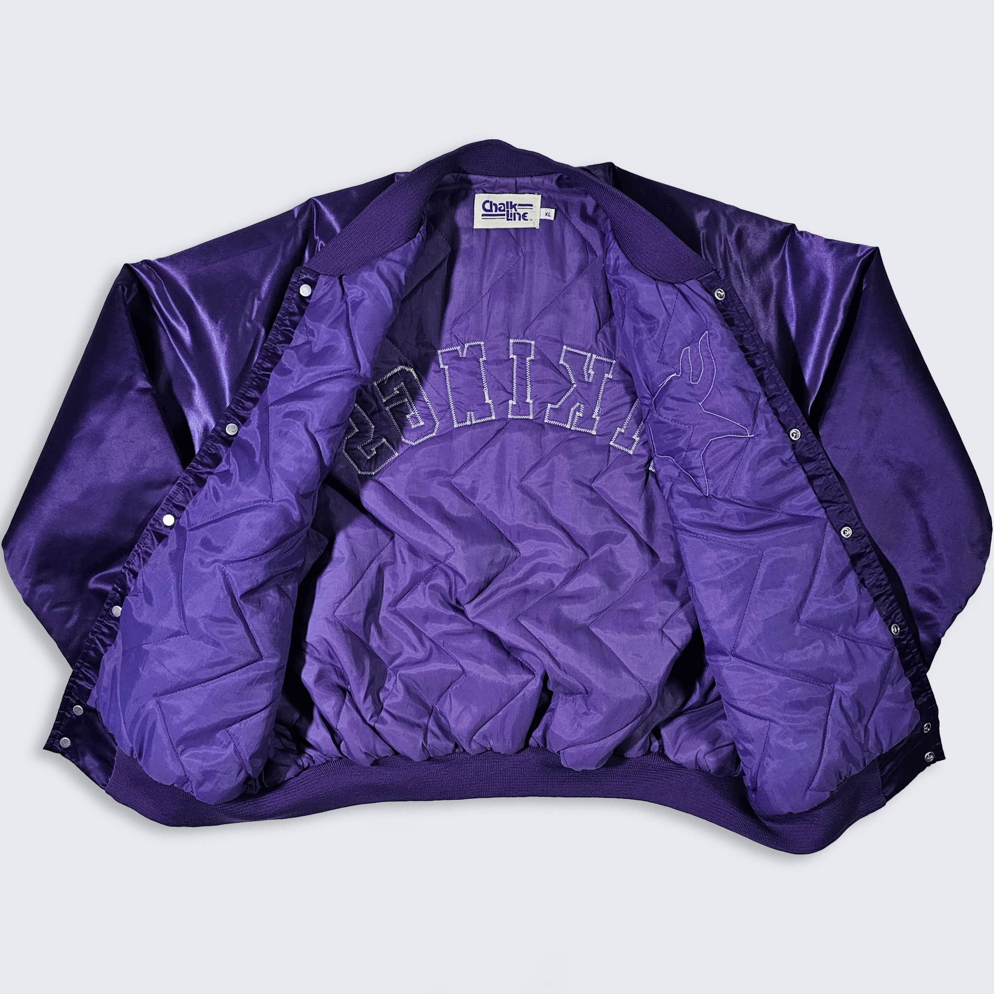 Vintage Minnesota Vikings Vintage 80s Chalk Line Satin Bomber Jacket Size US XL / EU 56 / 4 - 3 Thumbnail