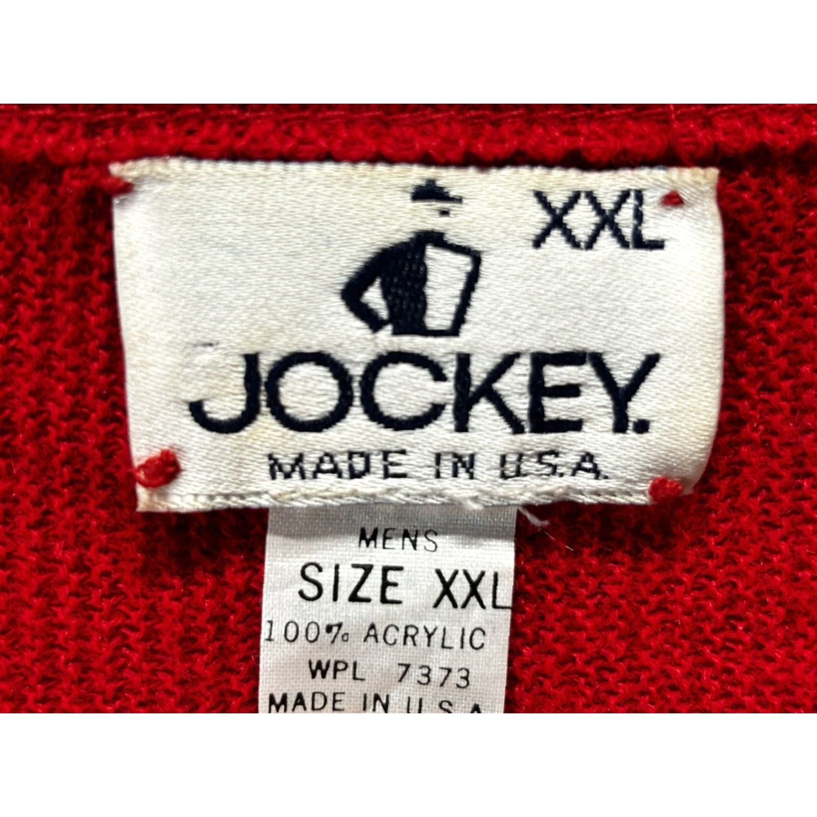 Jockey VINTAGE Jockey V-Neck Sweater 2XL Red Acrylic Knit USA Mens Size US XXL / EU 58 / 5 - 4 Thumbnail