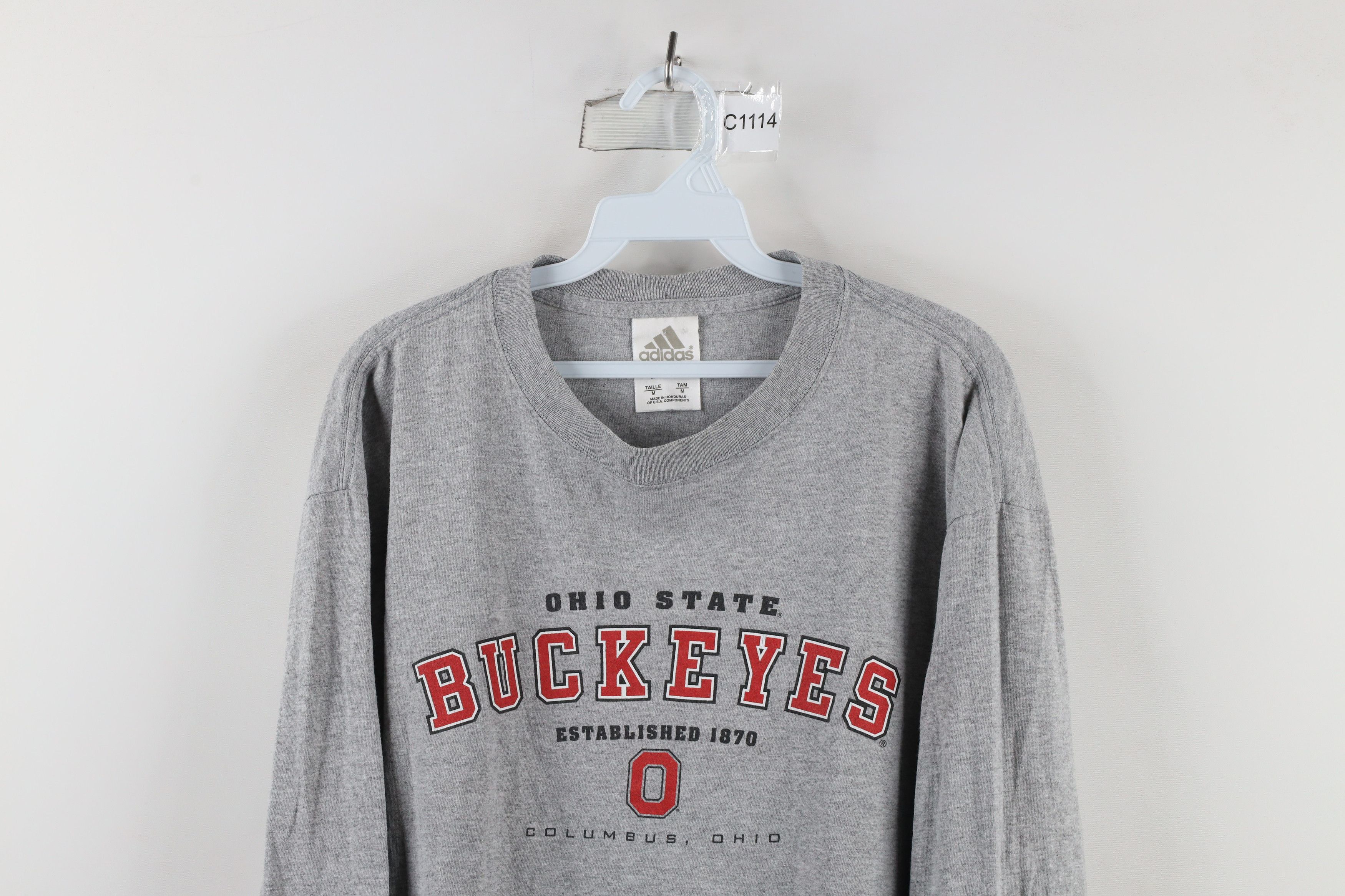 Adidas × Vintage Vintage 90s Adidas Ohio State University Long Sleeve T-Shirt Size US M / EU 48-50 / 2 - 2 Thumbnail